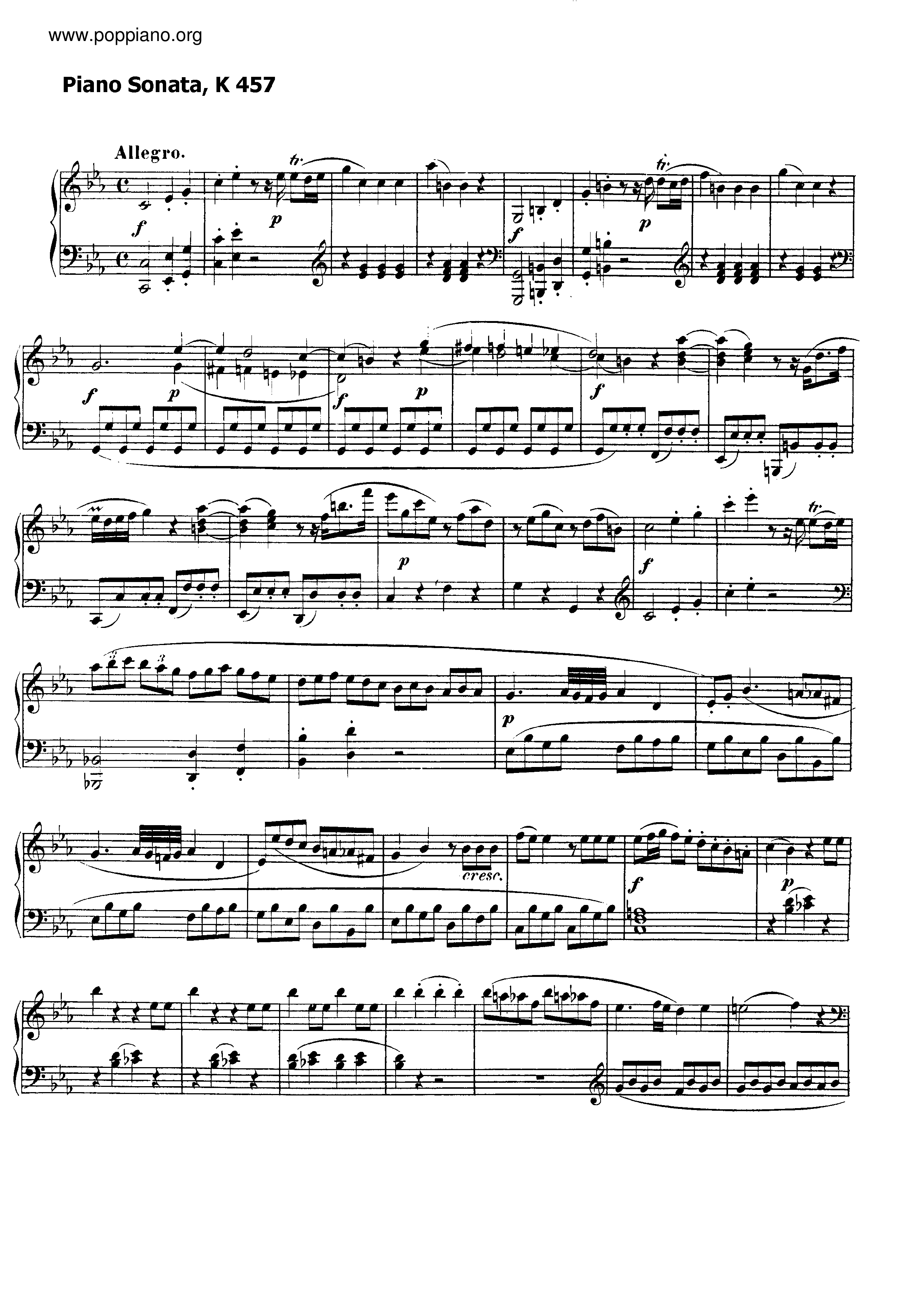 Piano Sonata in C minor, K. 457 Score