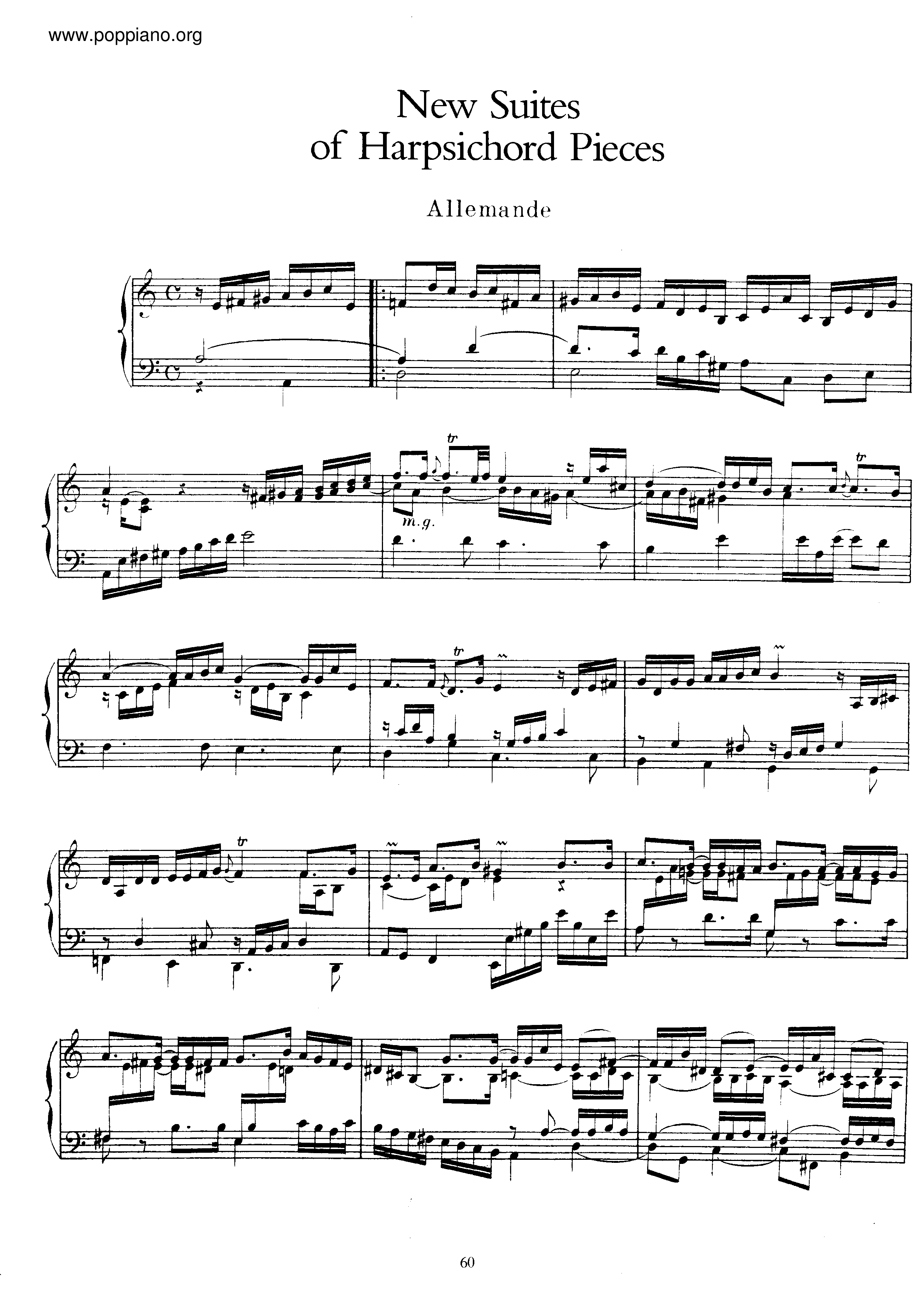Nouvelles Suite de Pieces de Clavecin Score