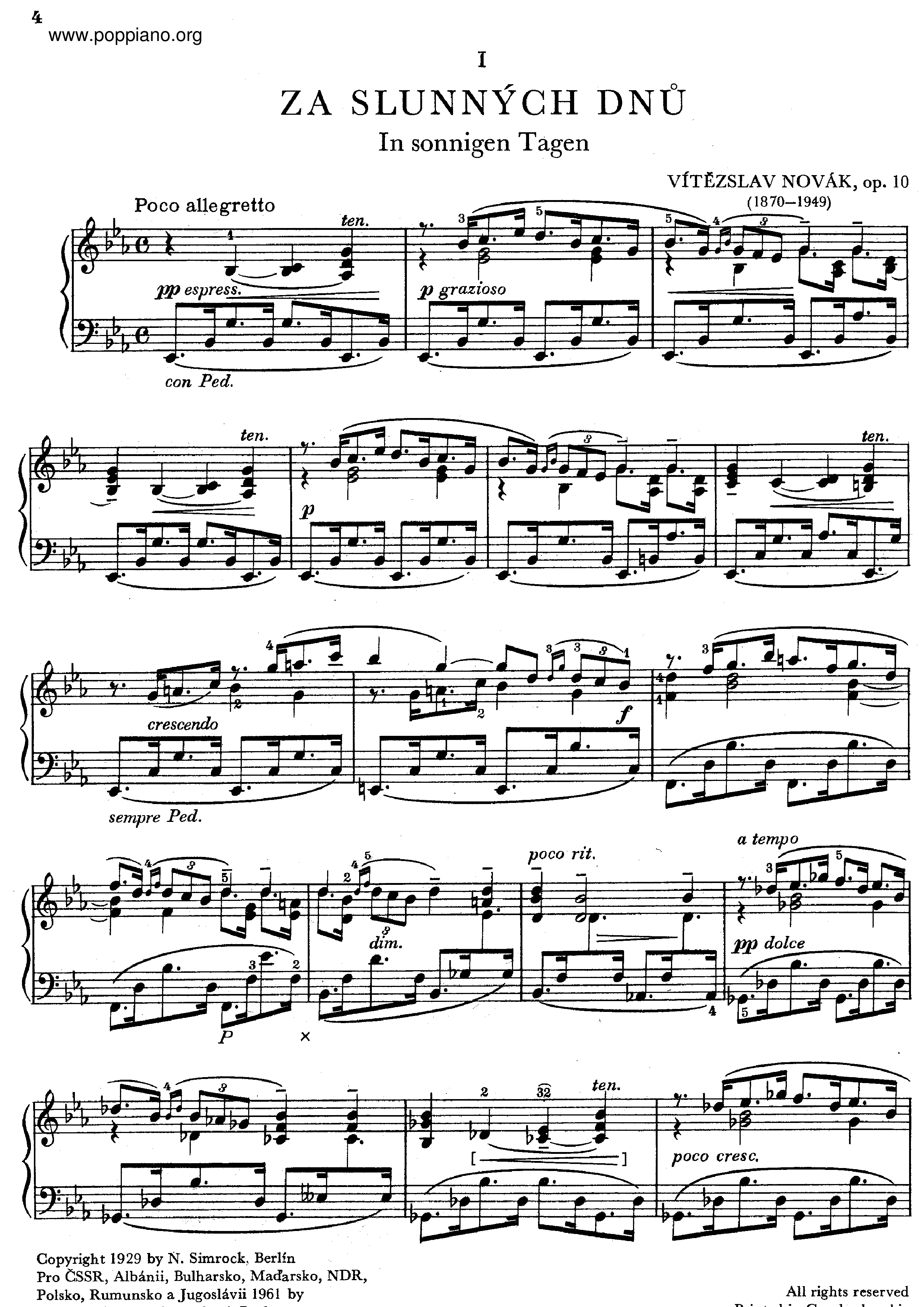 Barcarollen, Op.10 Score