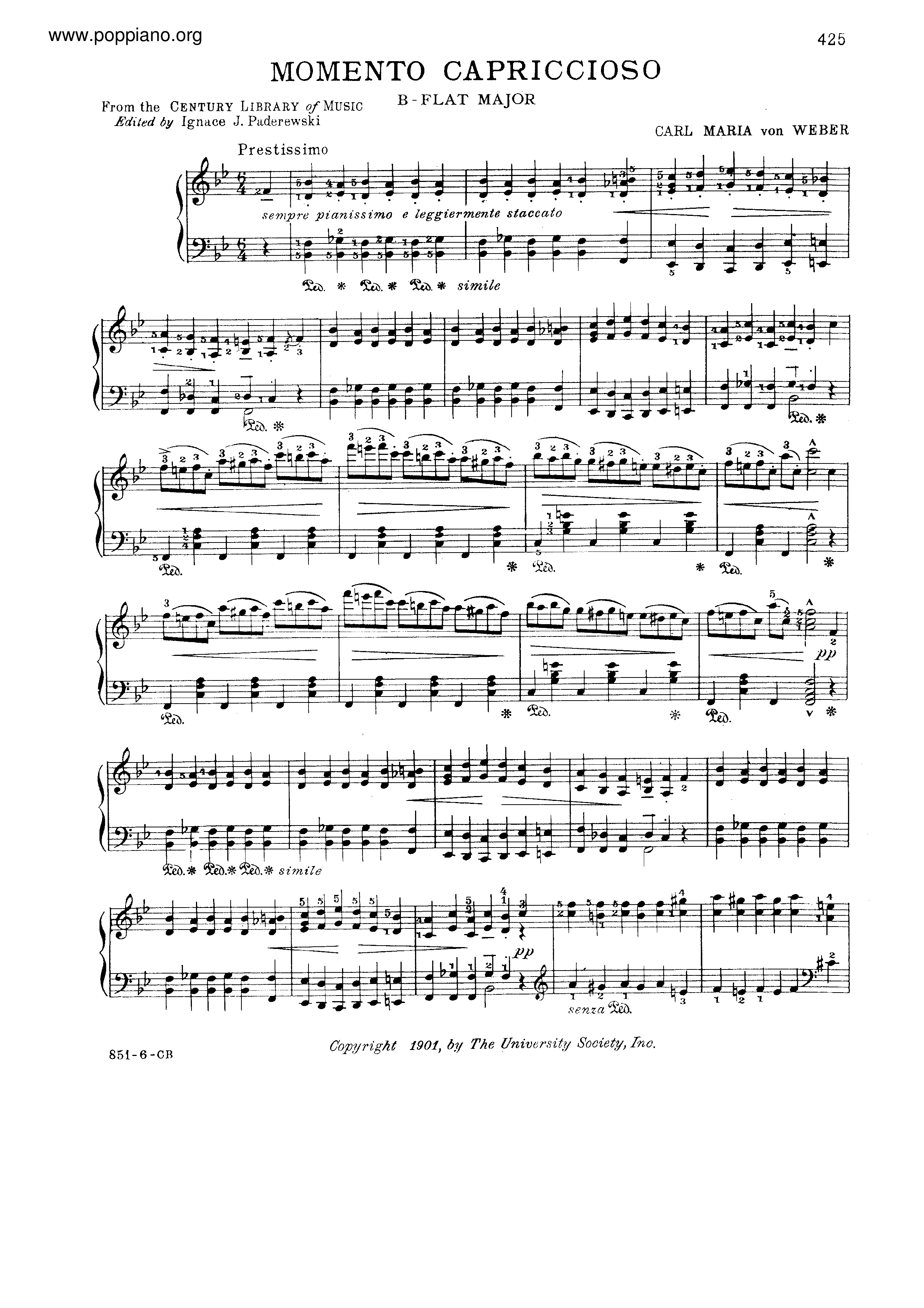 Momento capriccioso, Op.12 Score