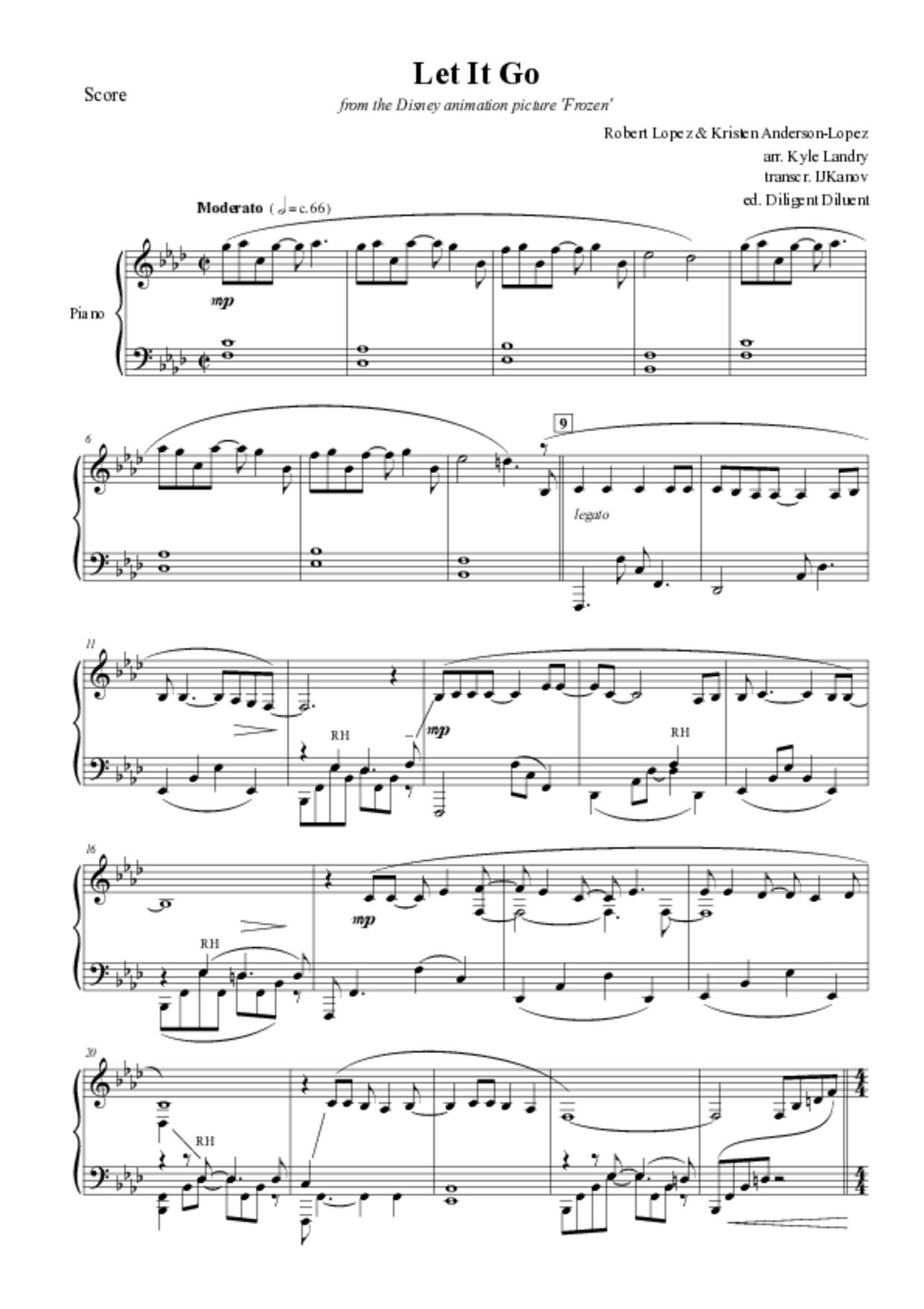 Frozen - Let It Go Score