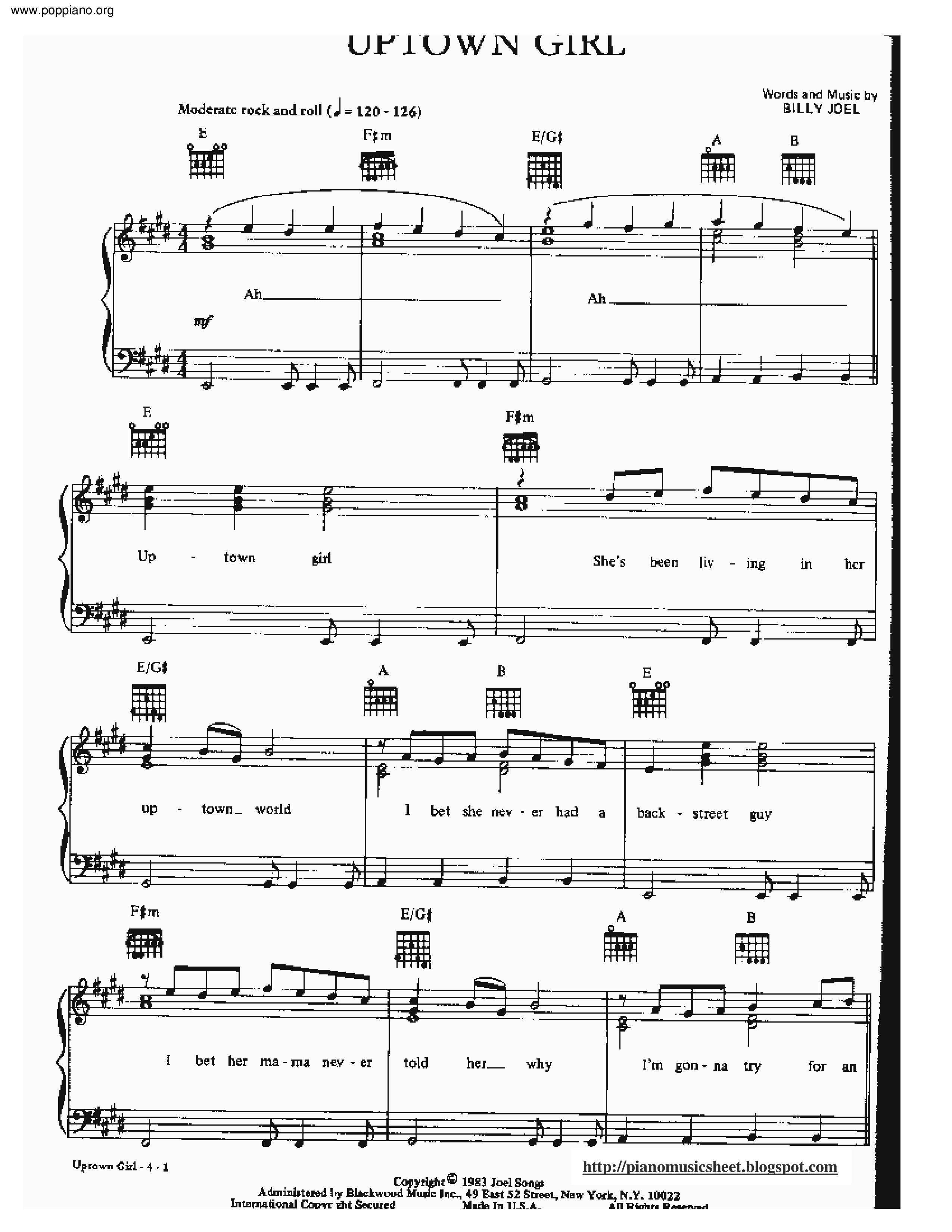 Uptown Girl Score