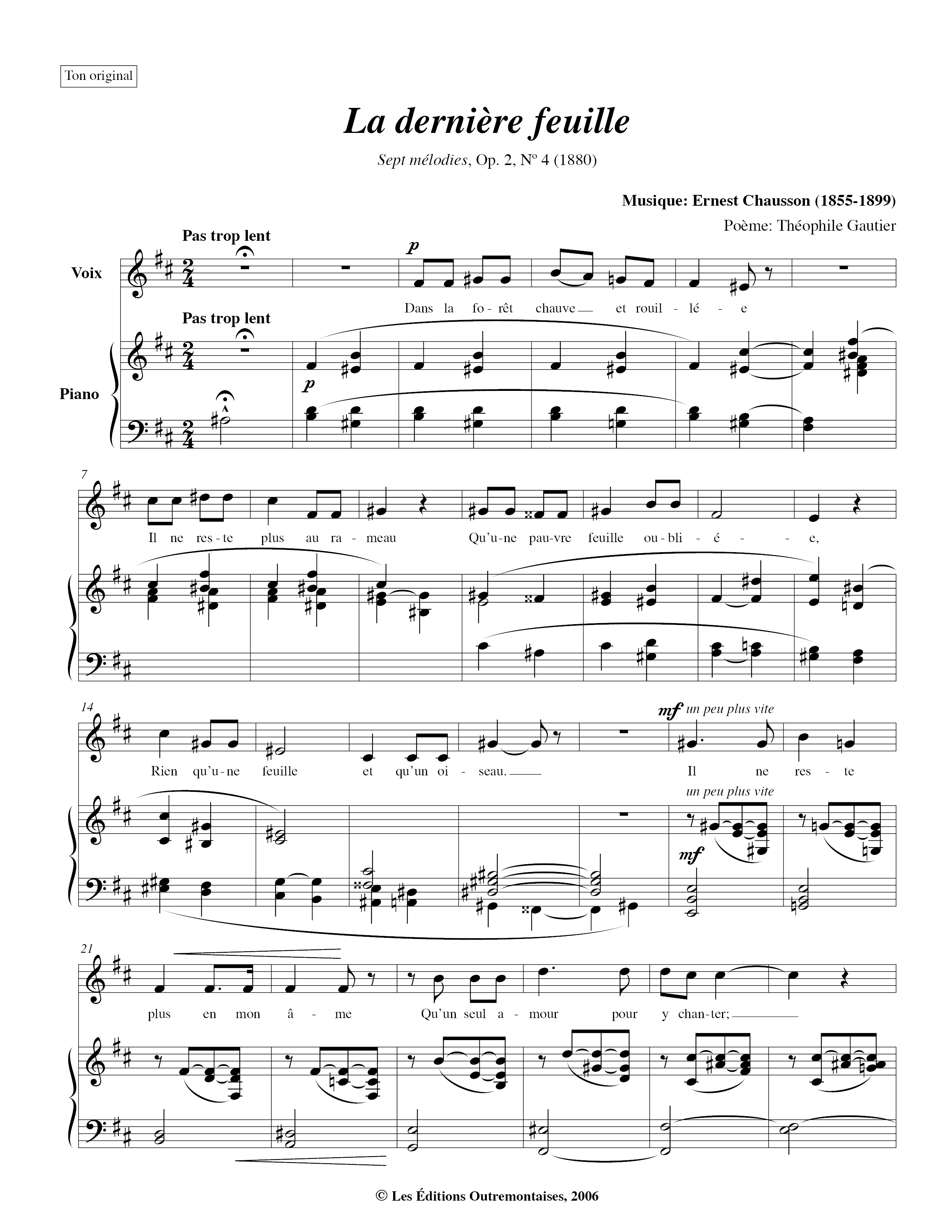 No. 4: La Derniere Feuille Score