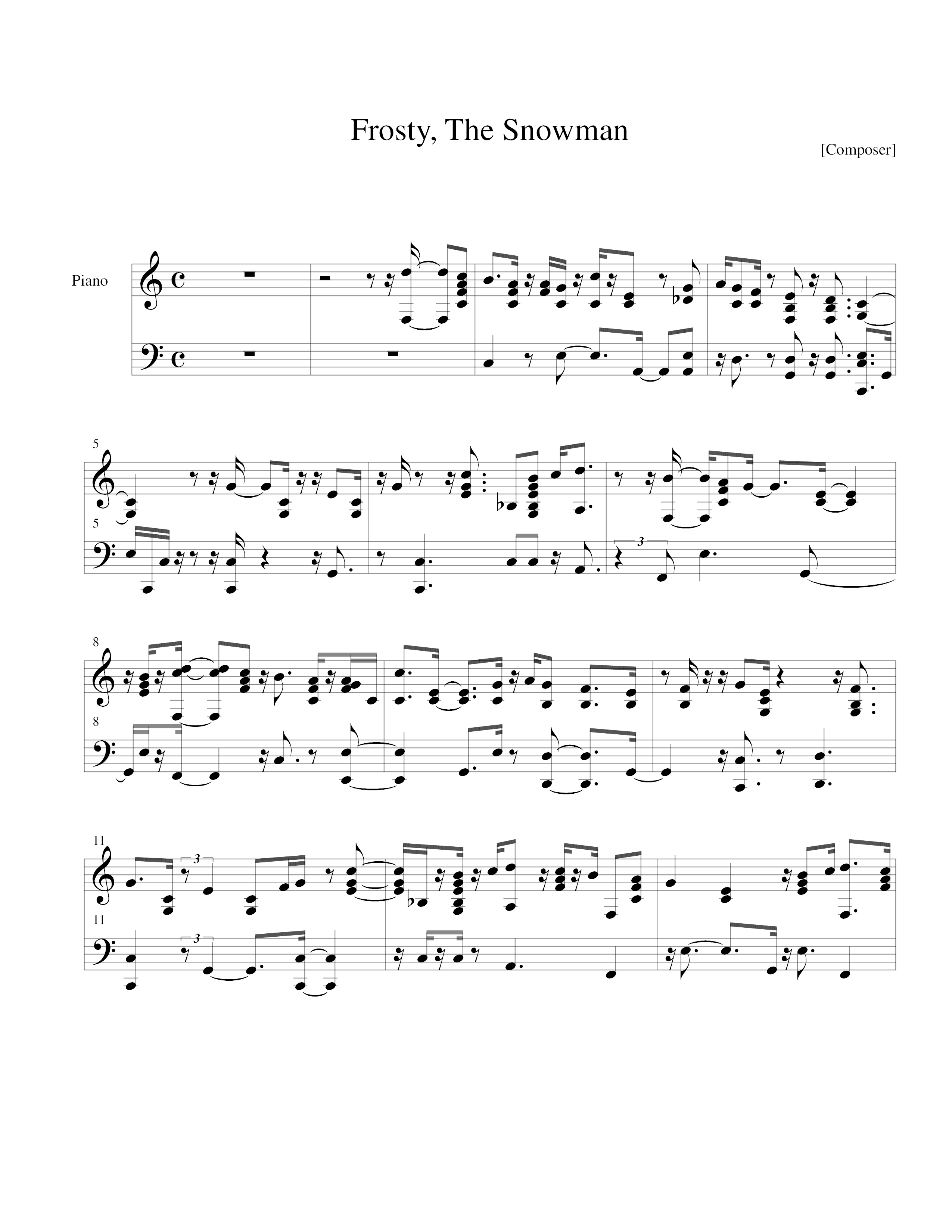 Frosty the Snowman Score