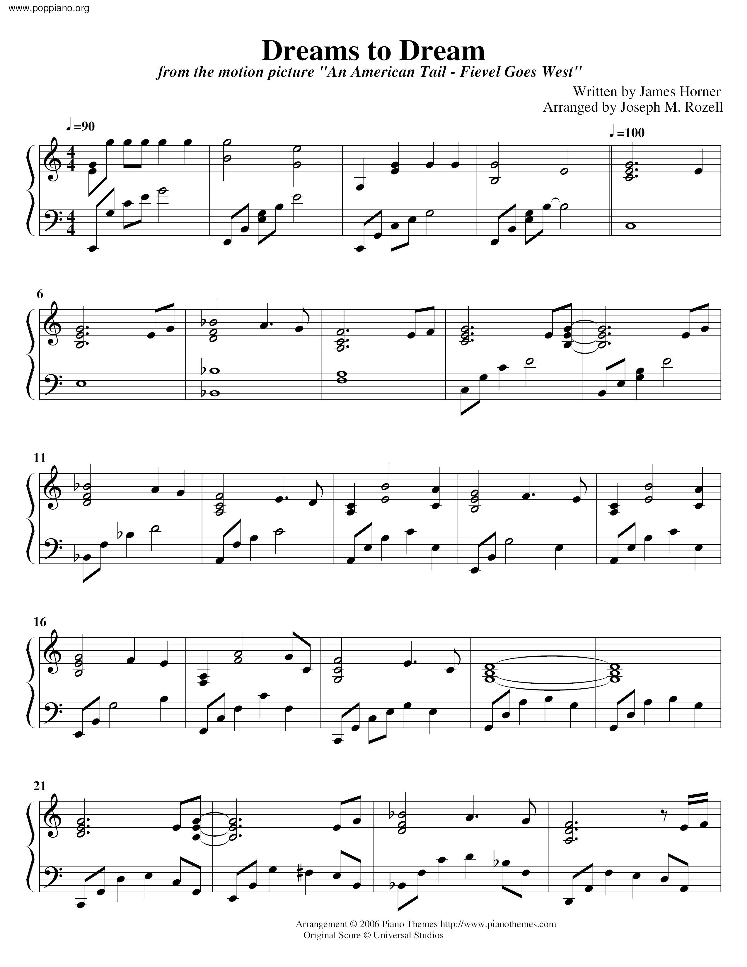 Dreams To Dream Score