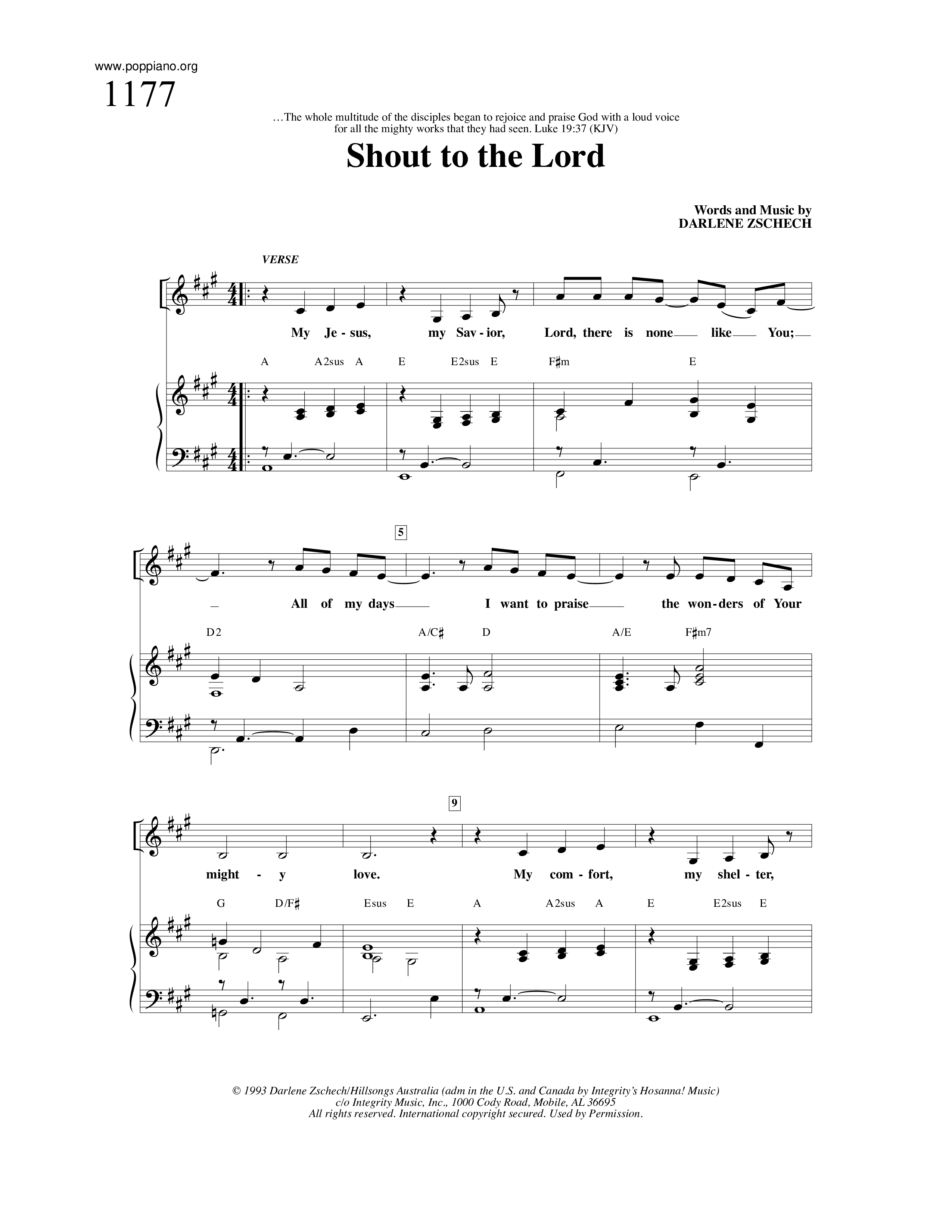 Shout To The Lord Score