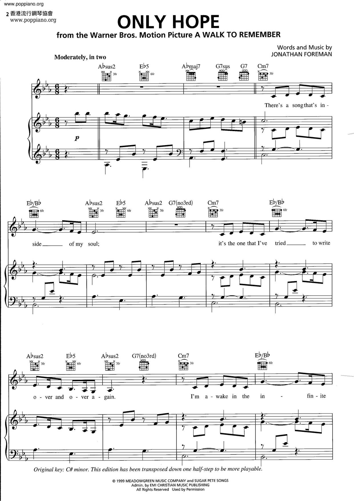 A Walk To Remember - Only Hope Score