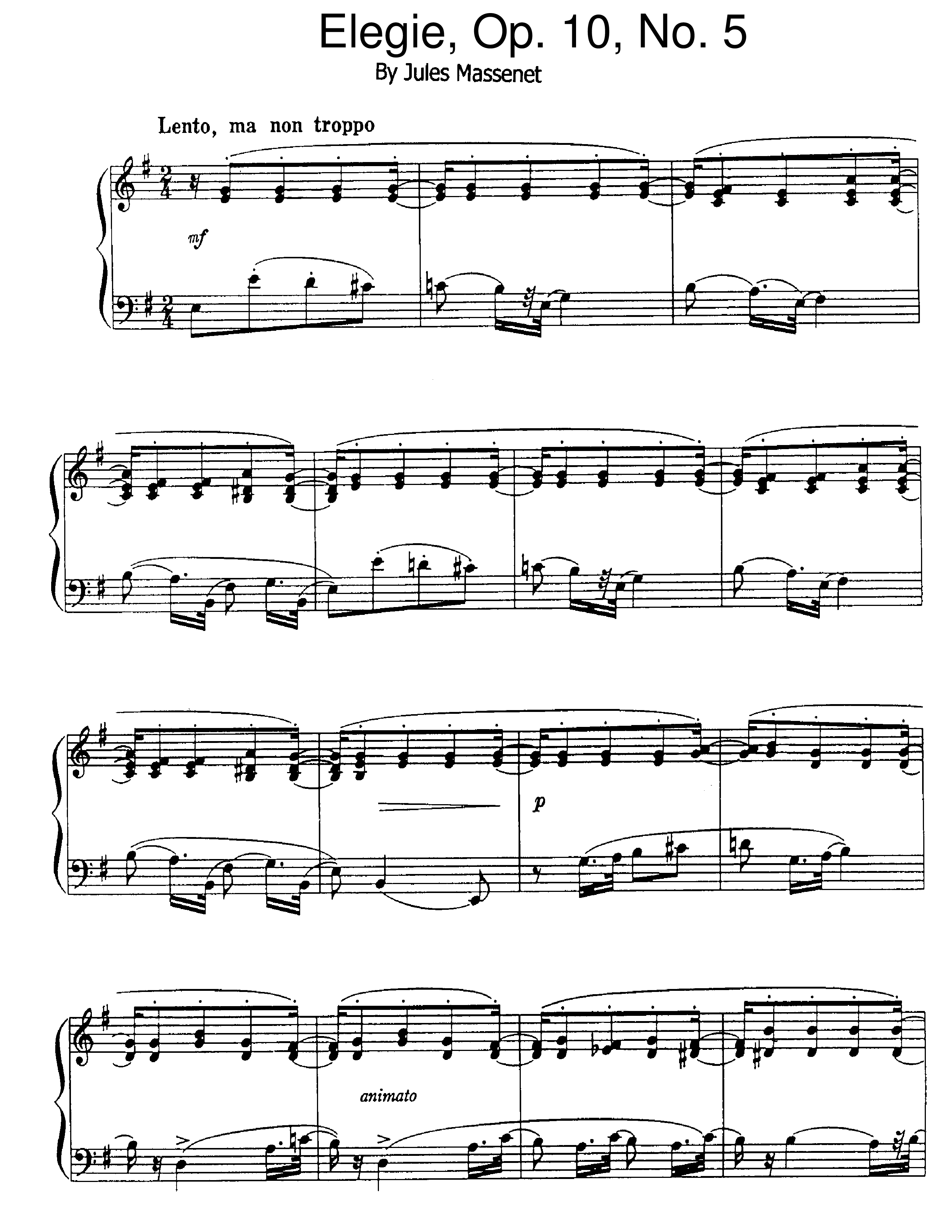 Elegie, Op.10, No.5 Score