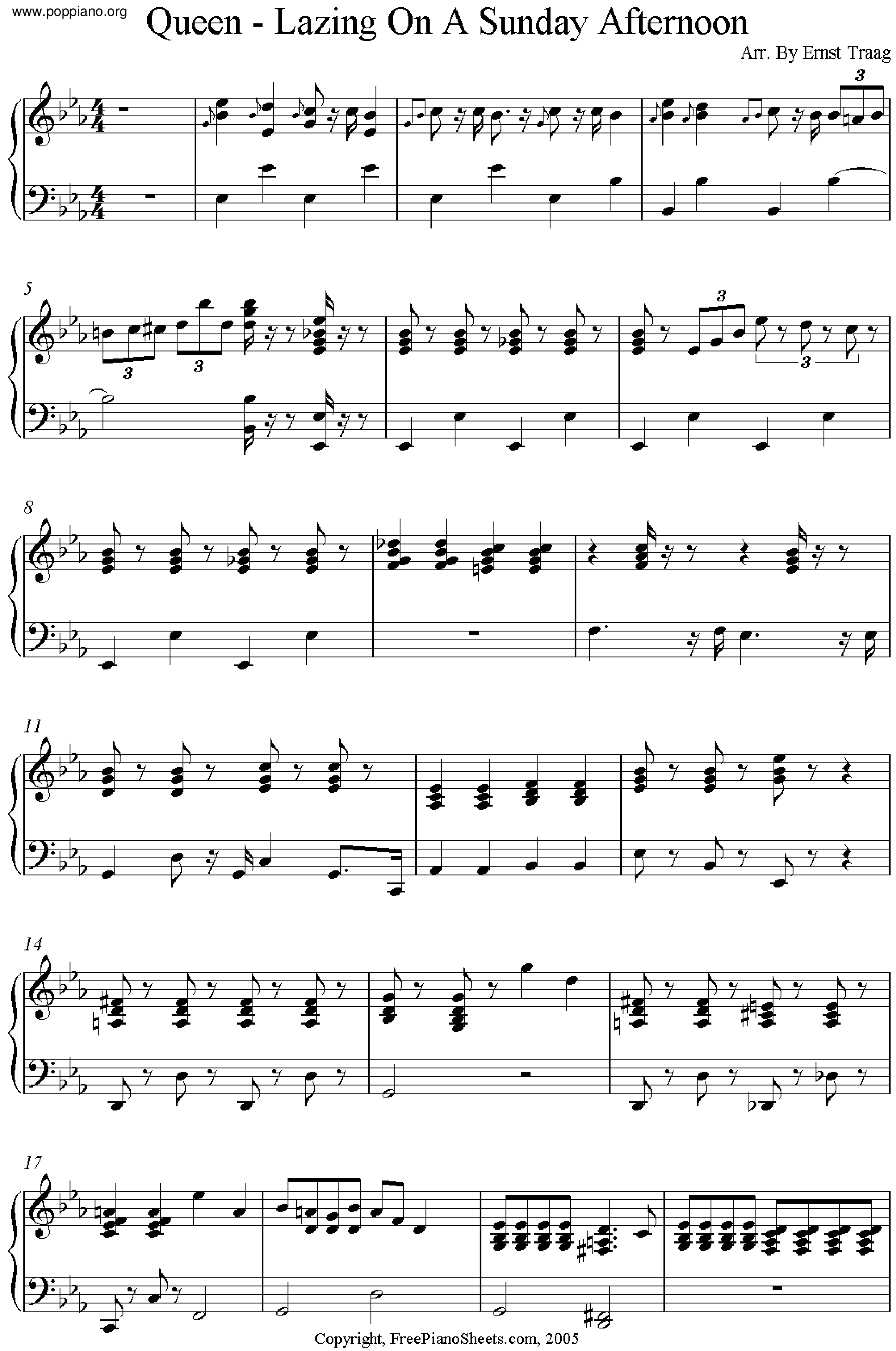 QueenLazing On A Sunday Afternoon Sheet Music pdf, (クイーン) Free Score Download ★