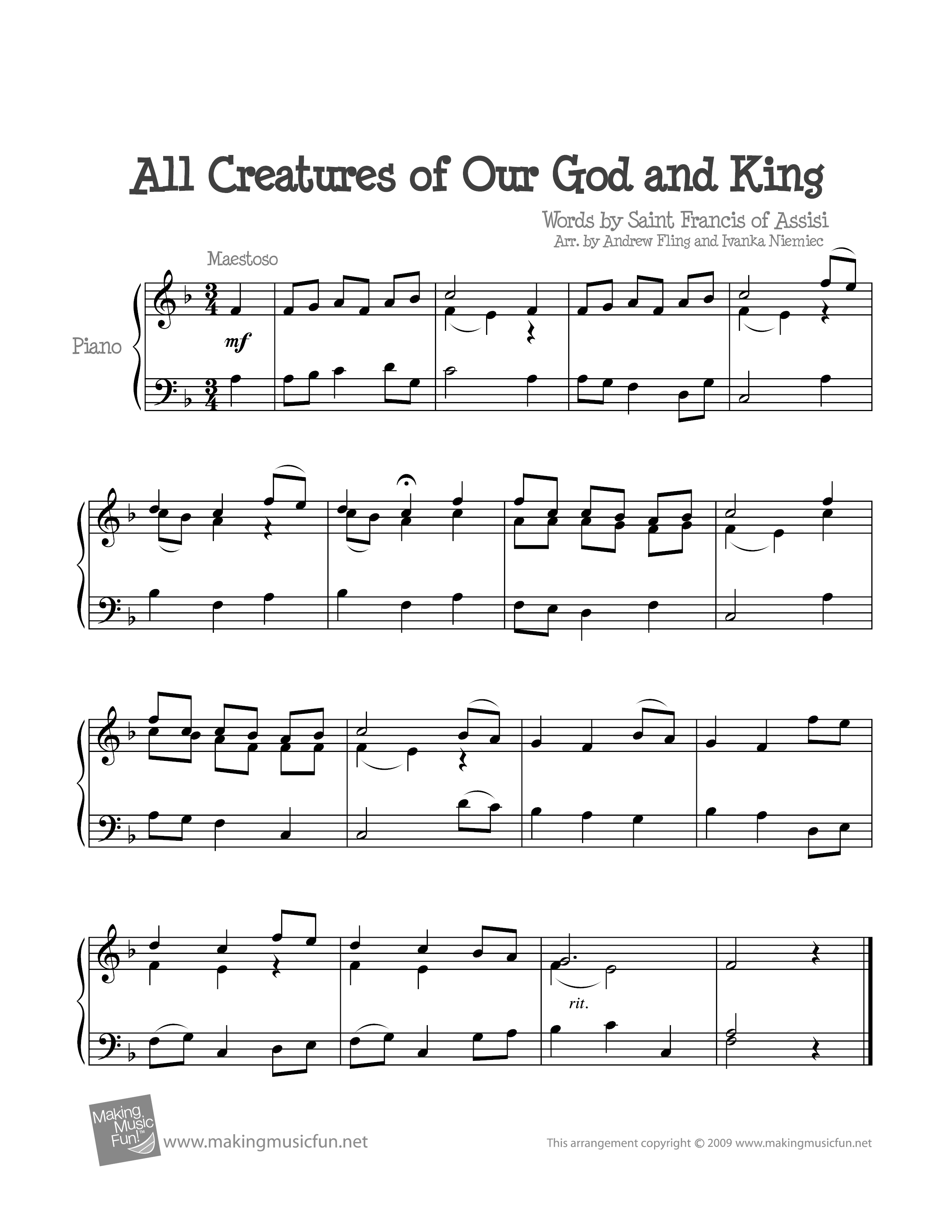 All Creatures of Our God and King Score