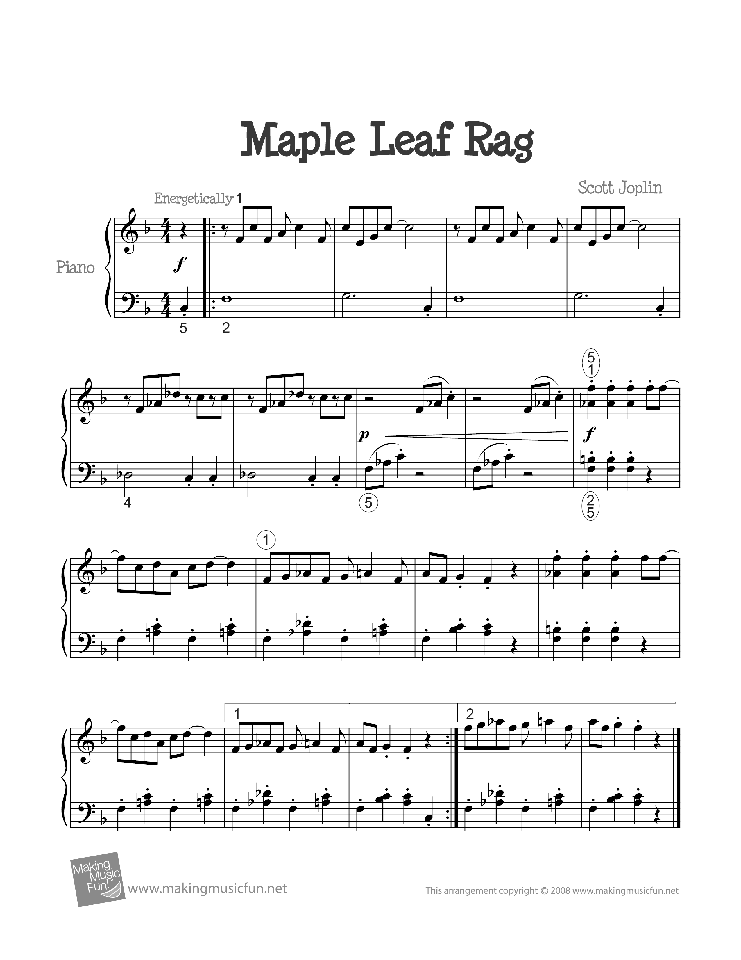 Maple Leaf Rag Score