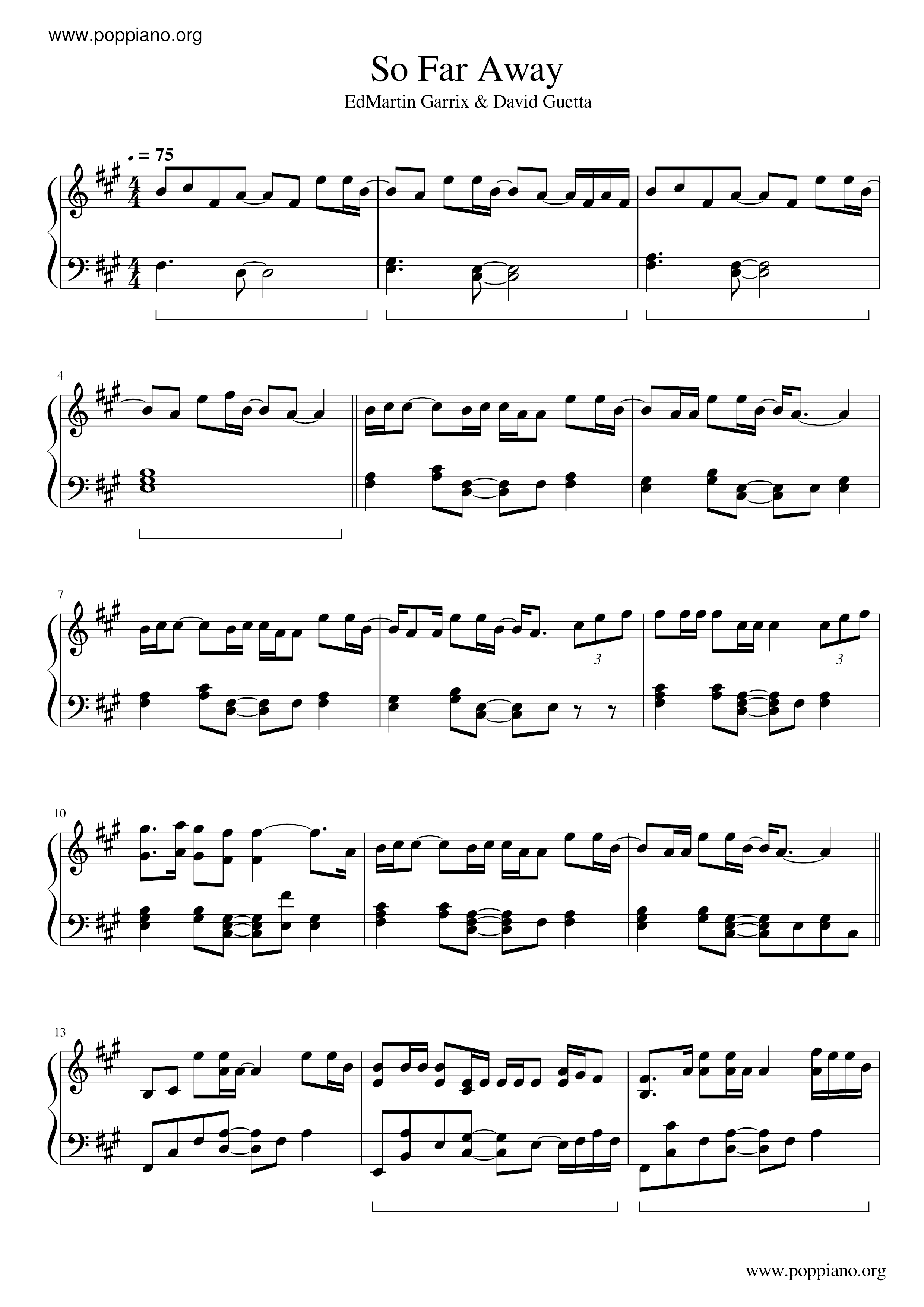 So Far Away Score