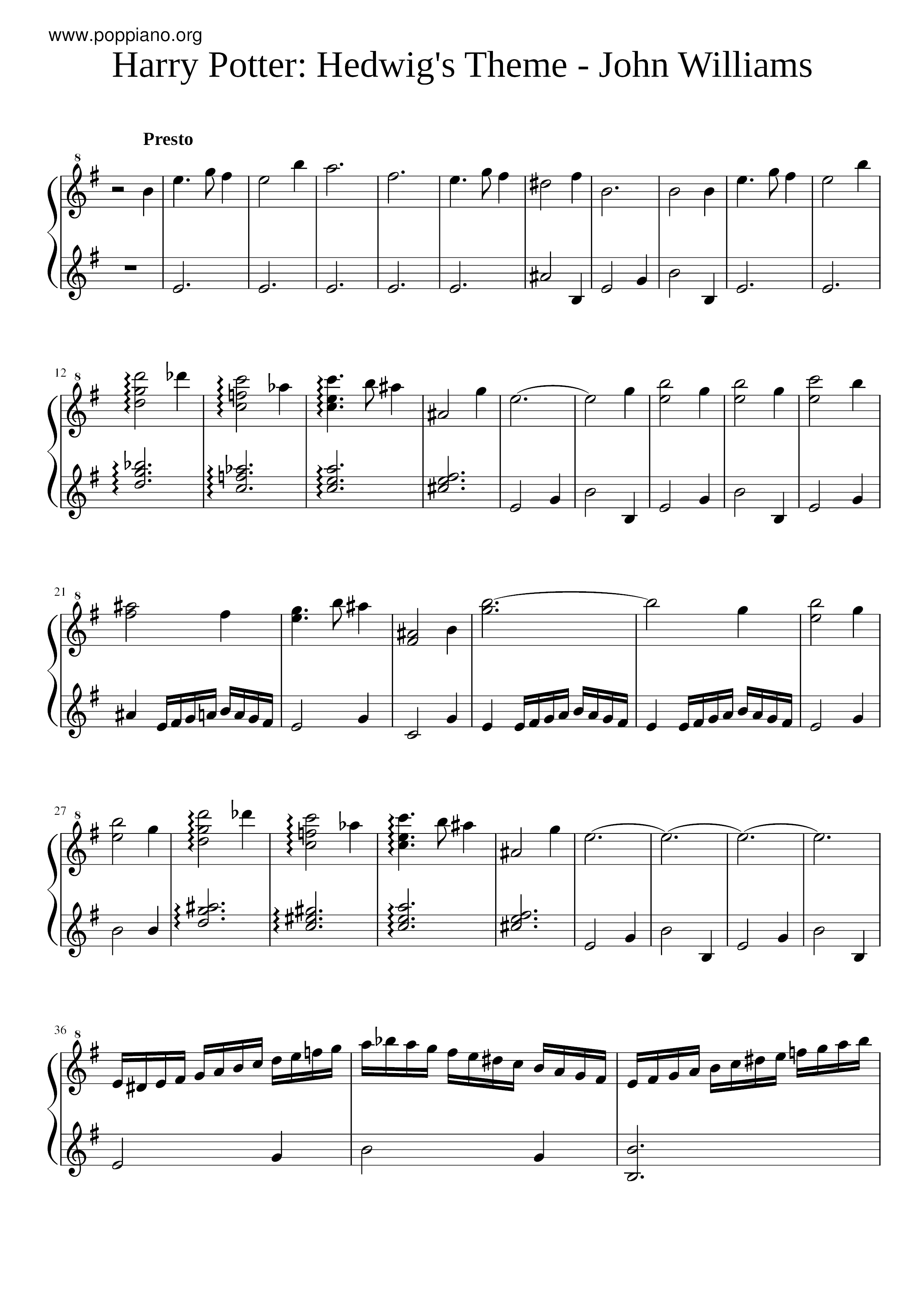 Harry Potter - Hedwig's Theme Score