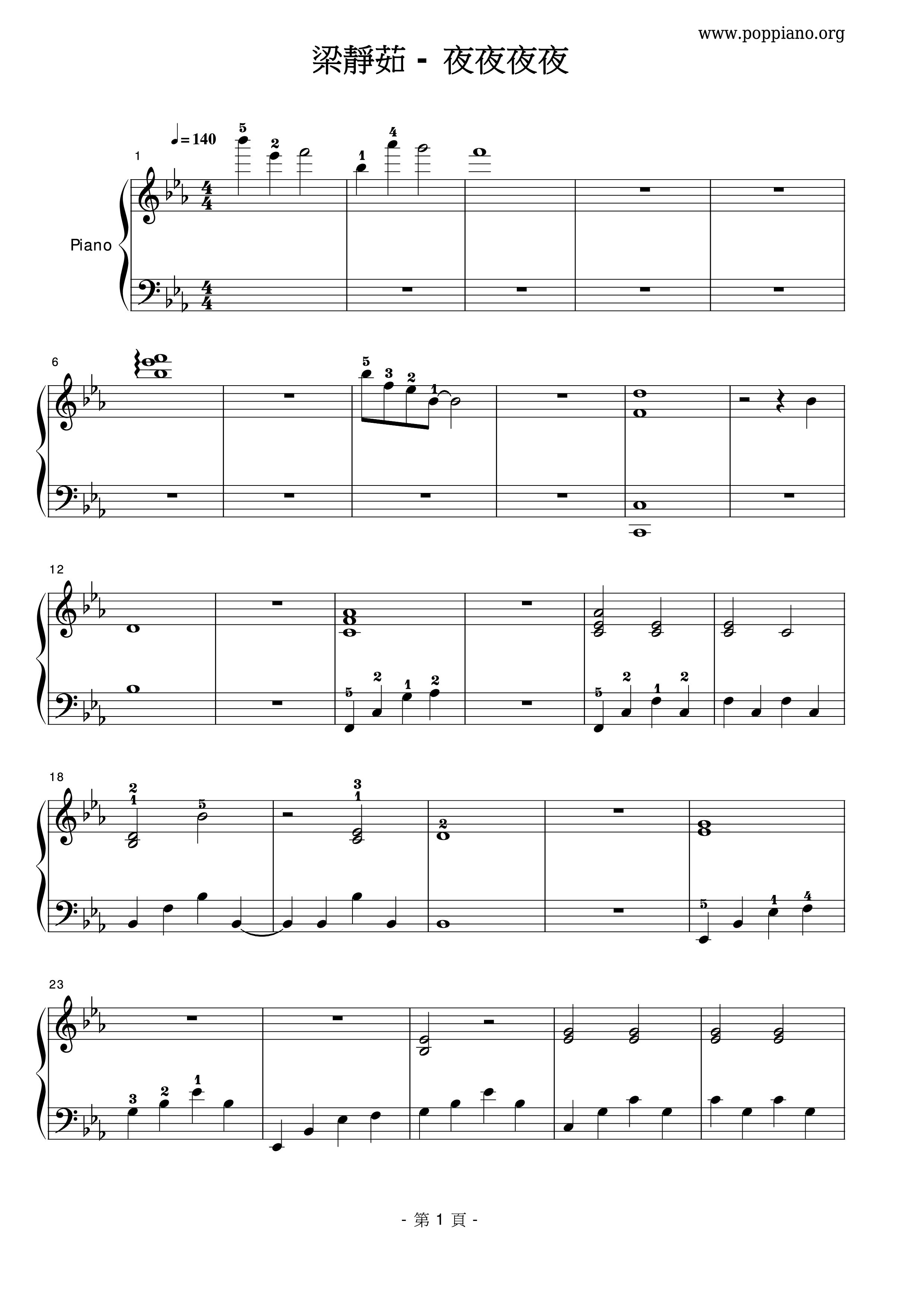 夜夜夜夜 Score