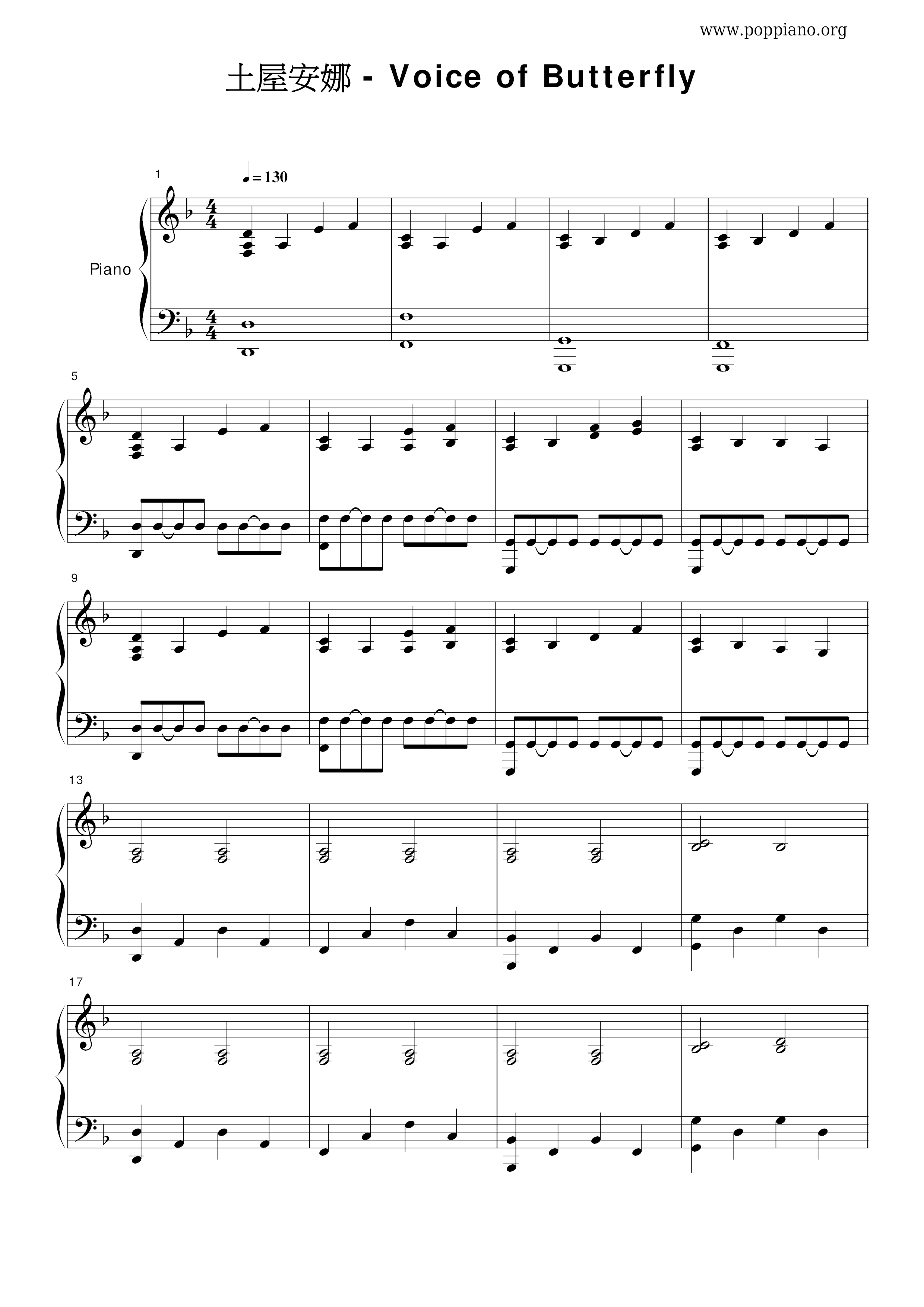 Voice of Butterfly Score