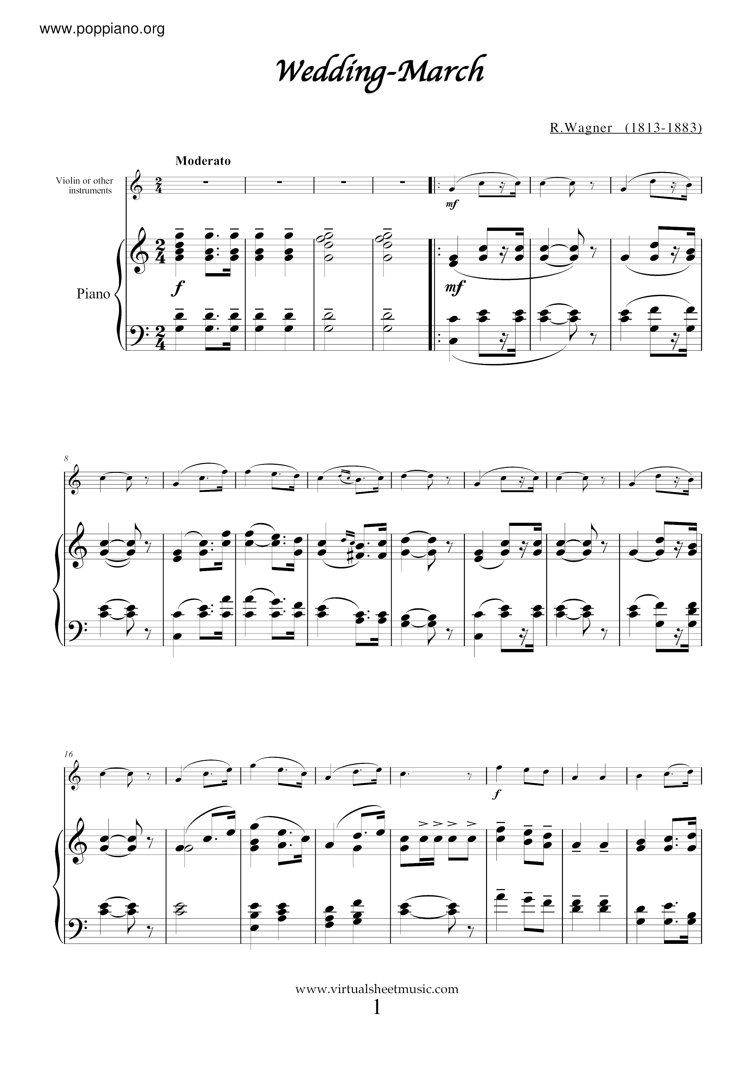 Wedding March 婚禮進行曲 Score