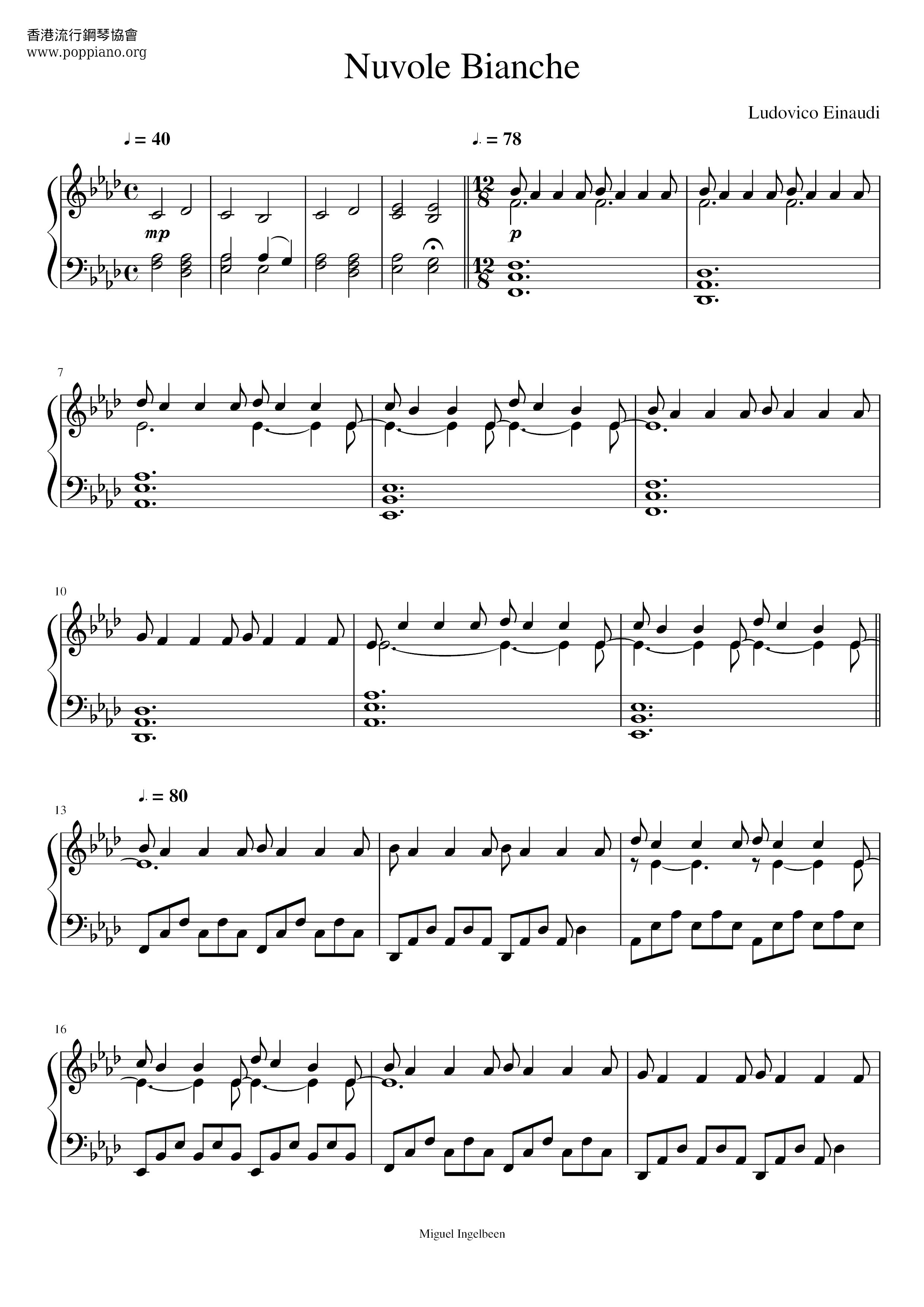 Nuvole Bianche Score