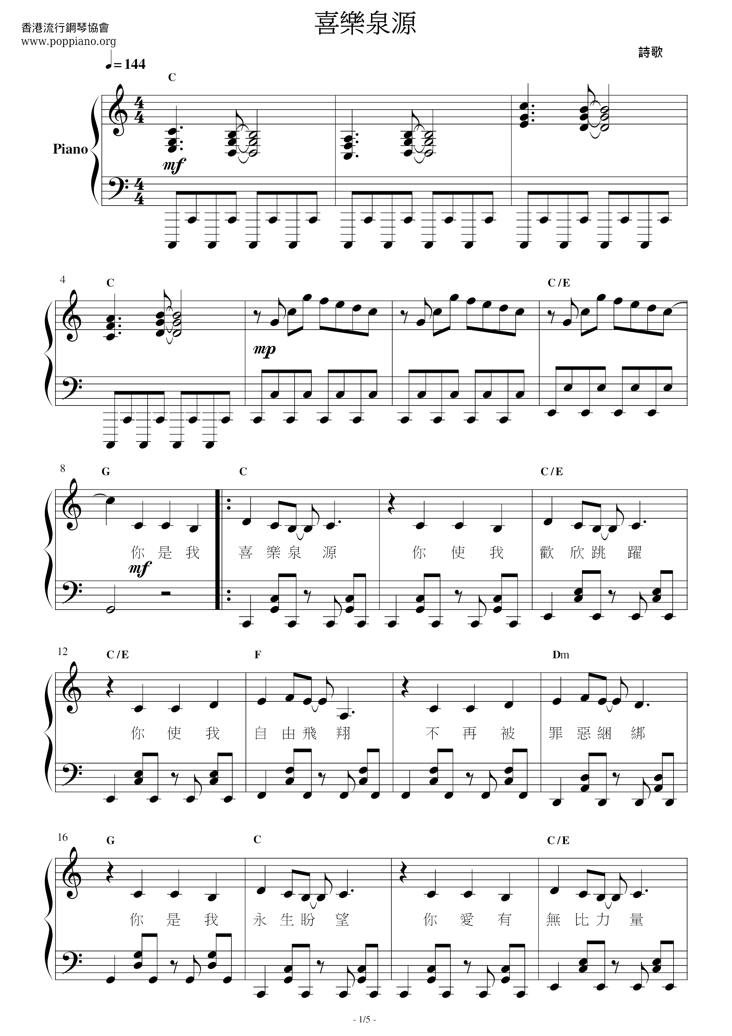 Joyful Fountain Score