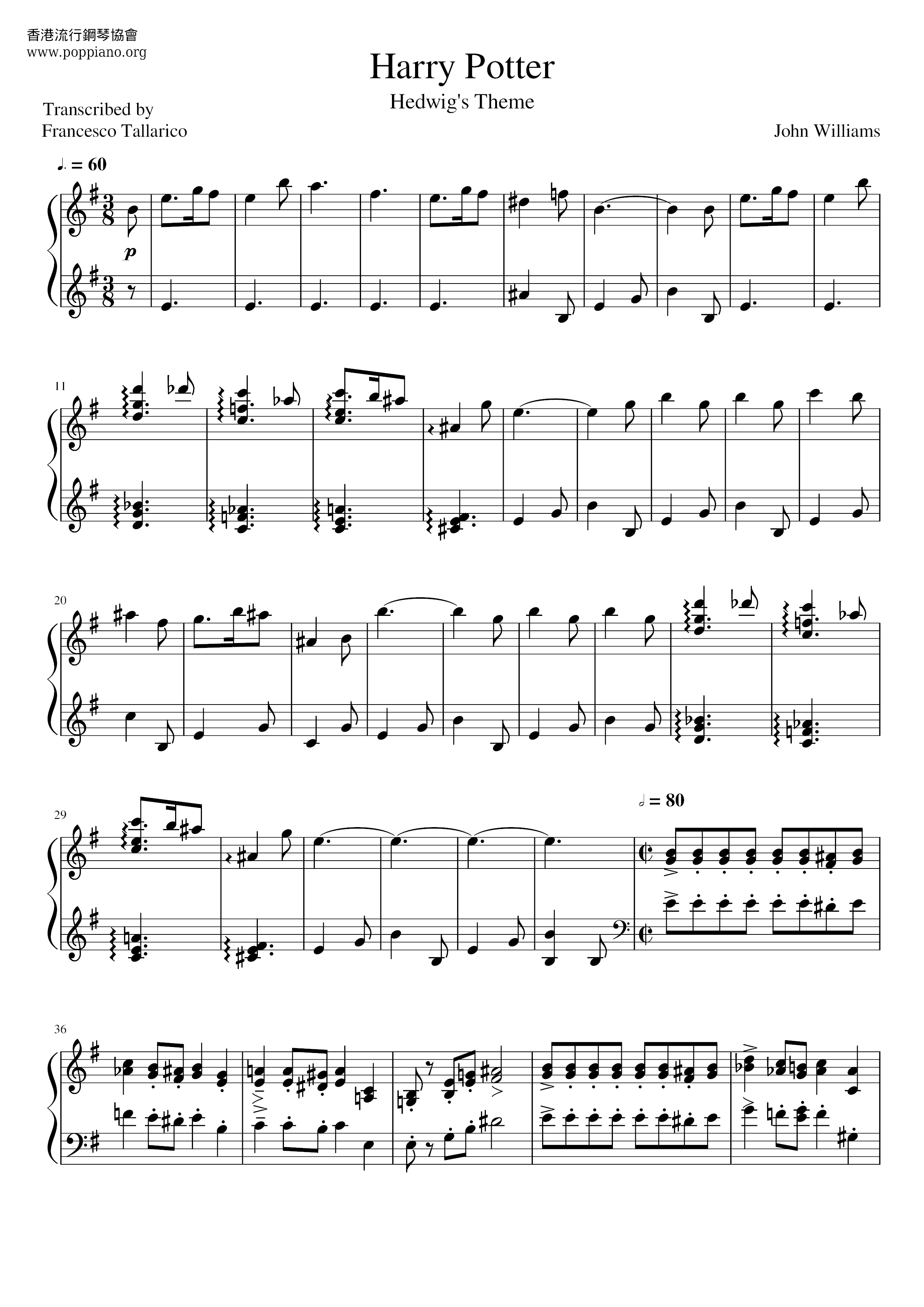 Harry Potter - Hedwig's Theme Score