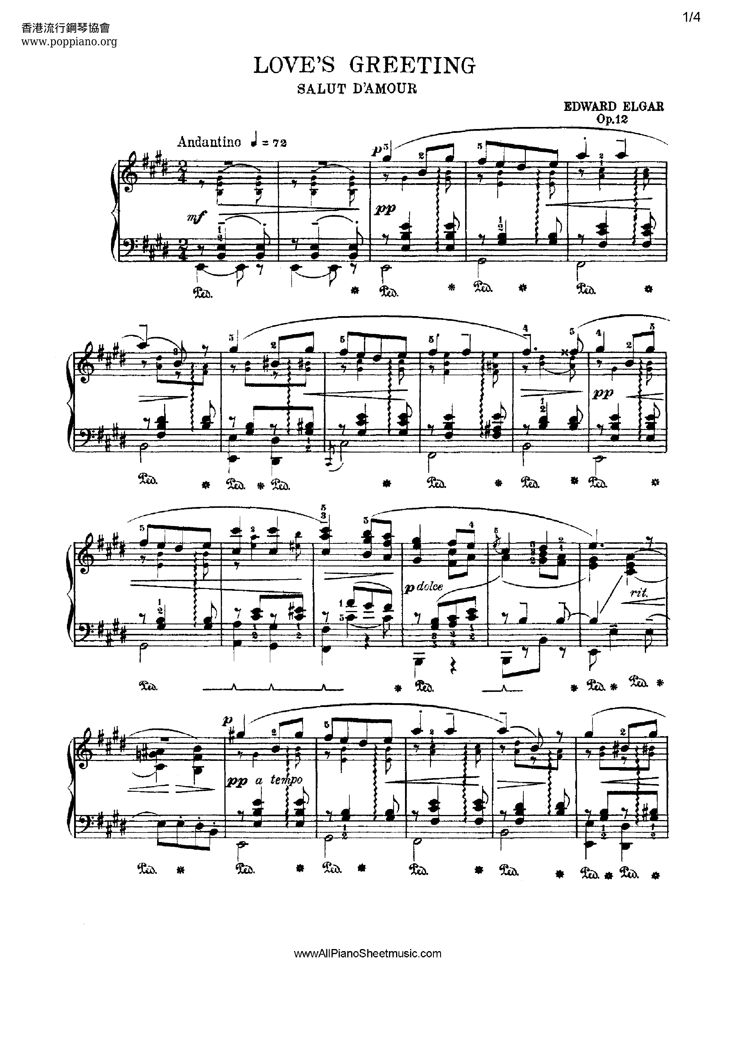 Love's Greeting Score