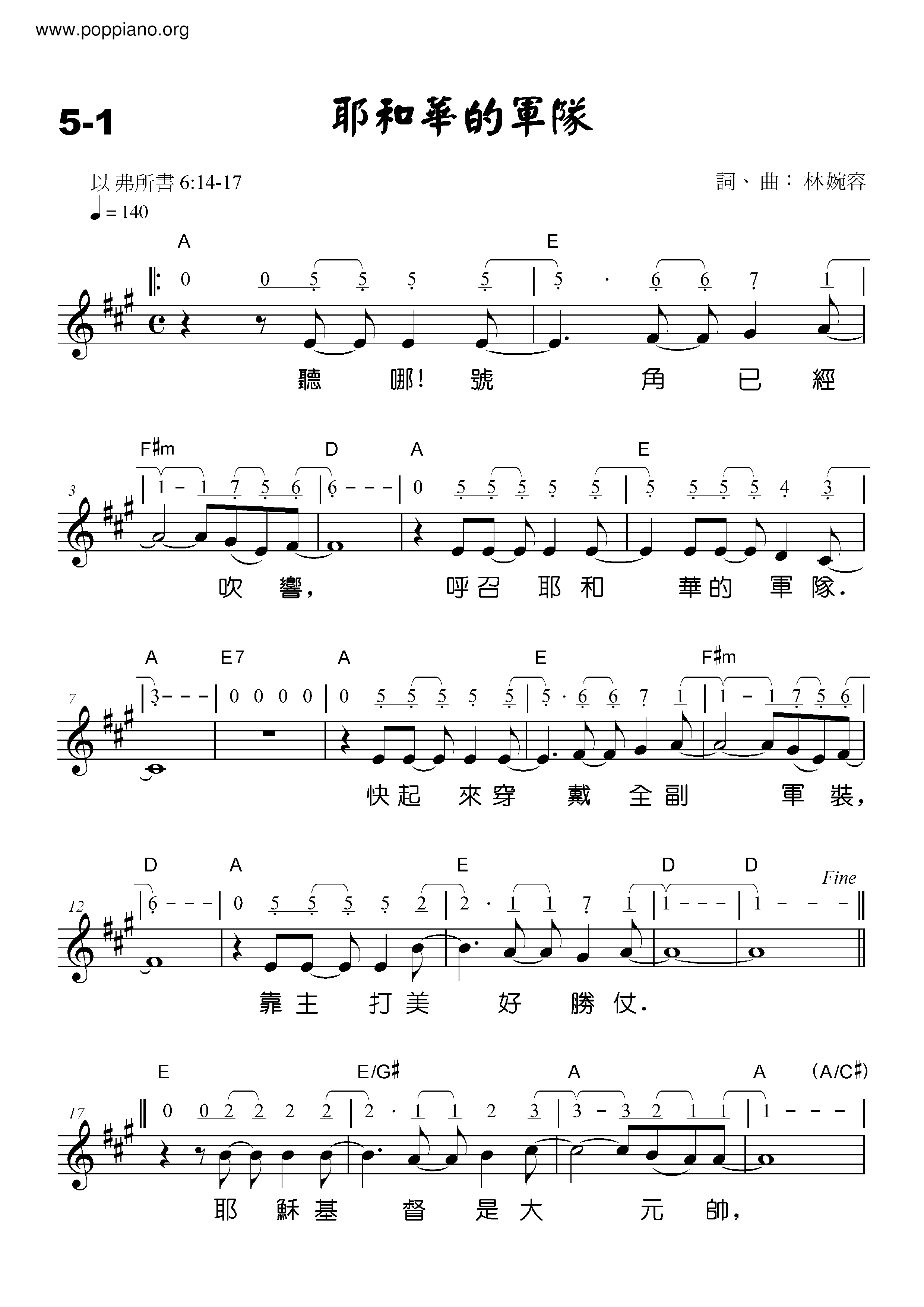 The Army Of The Lord Score