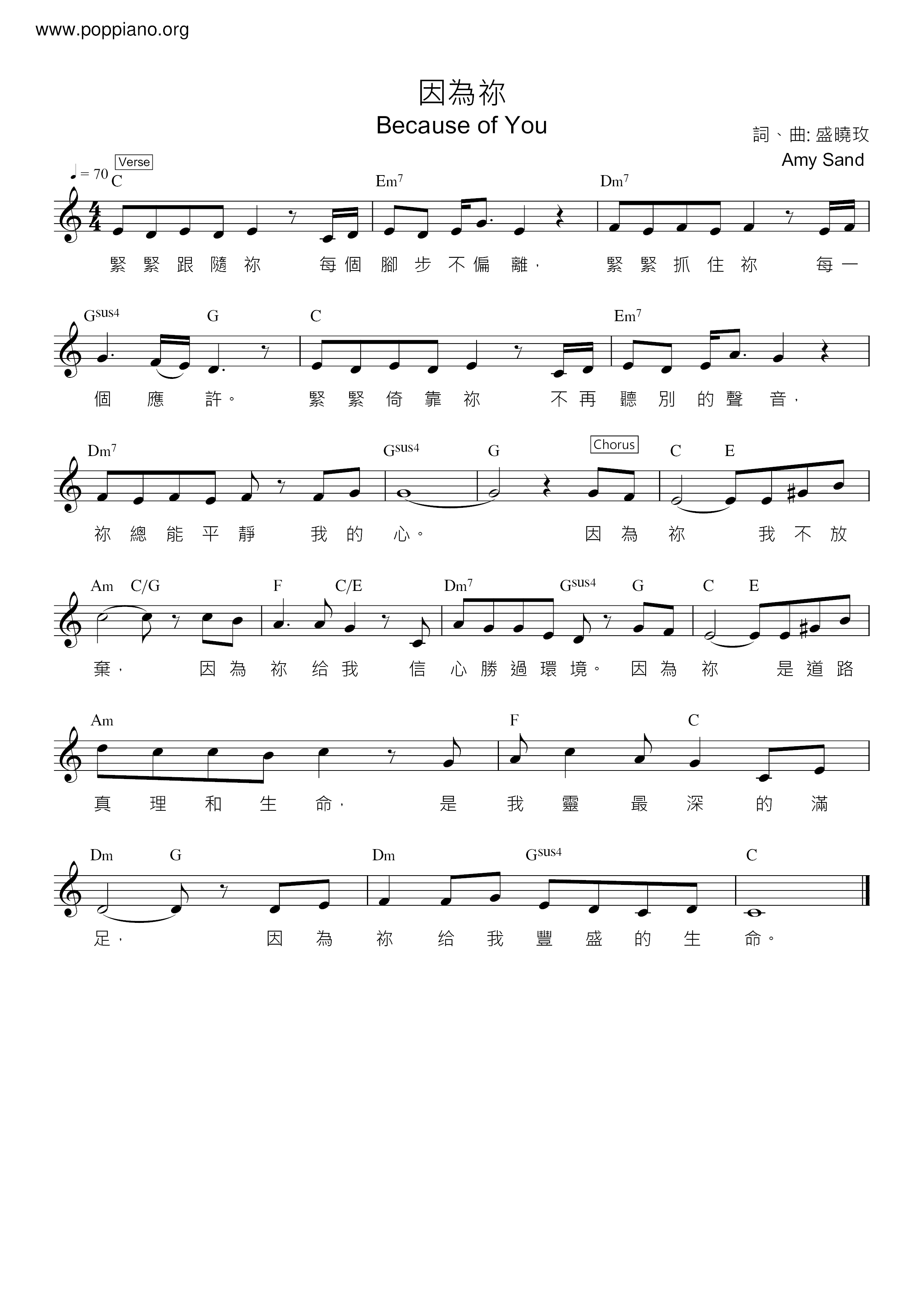 Because Of You Score