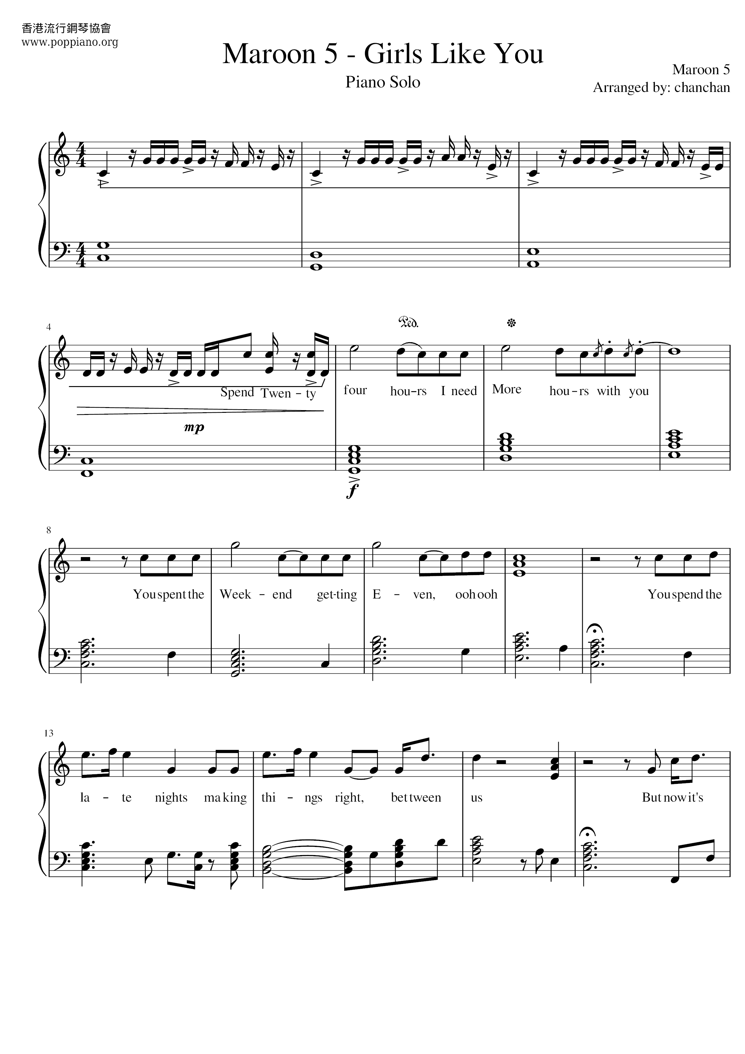 Girls Like You Score