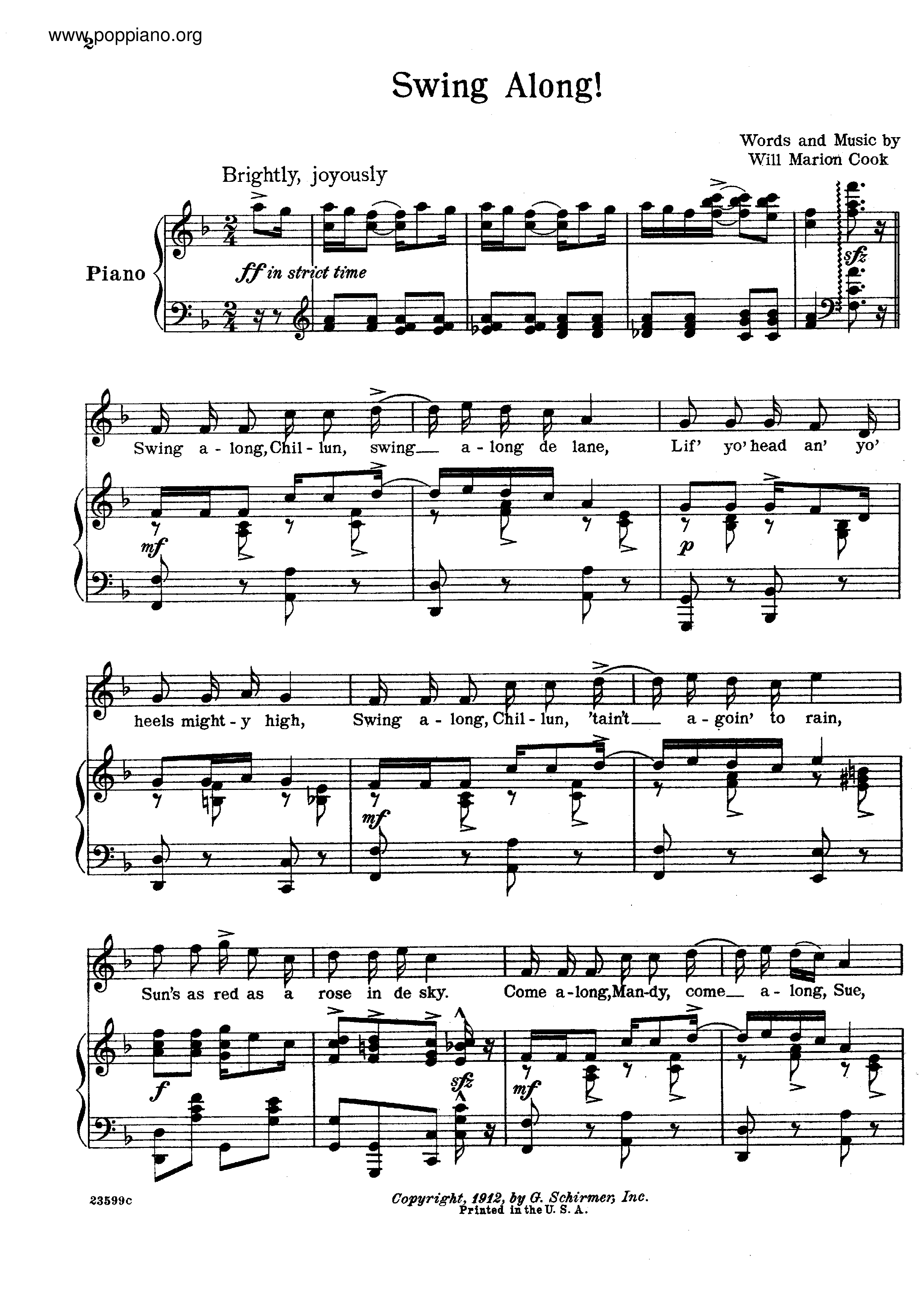Swing Along Score