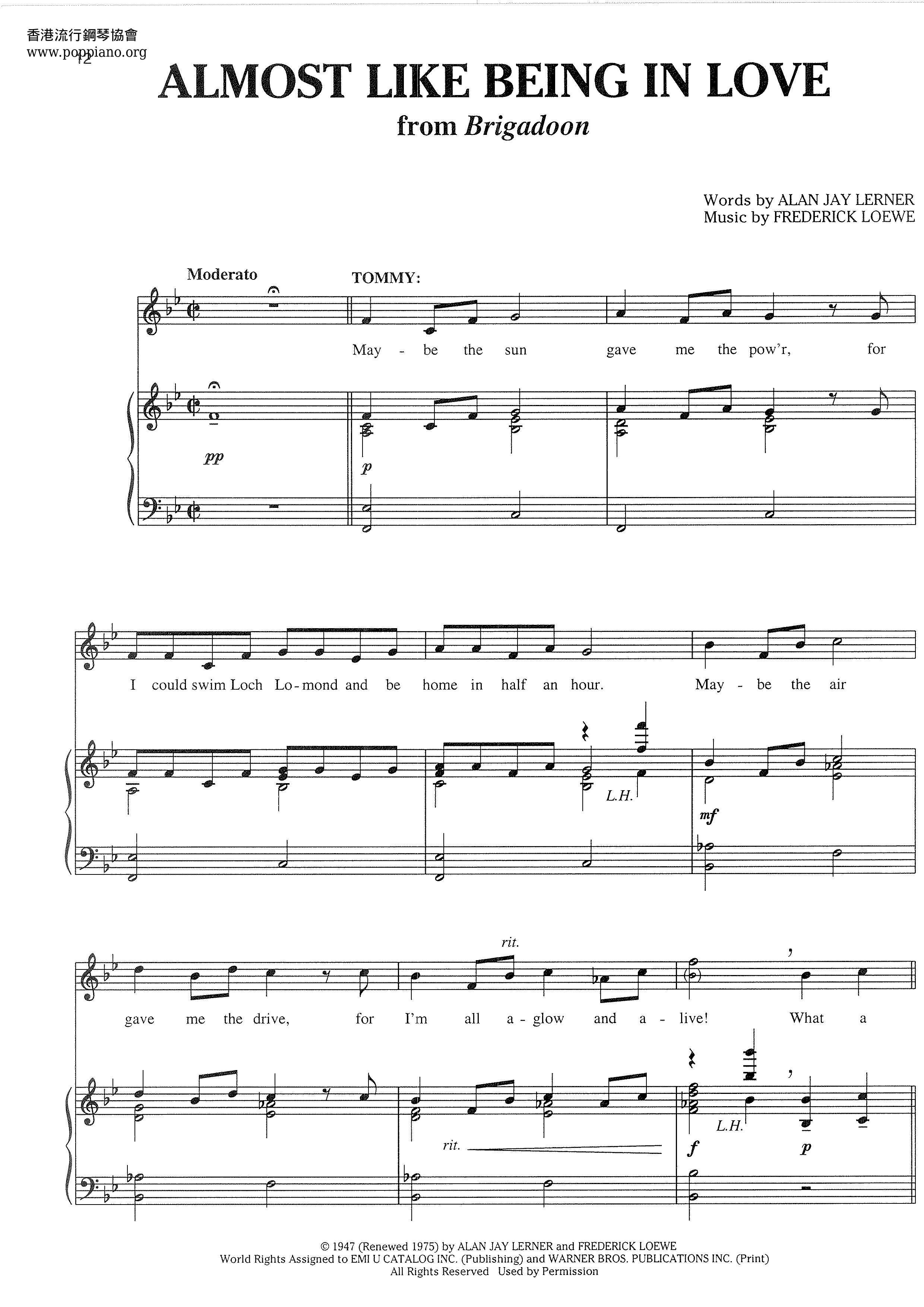 Almost Like Being In Love Score
