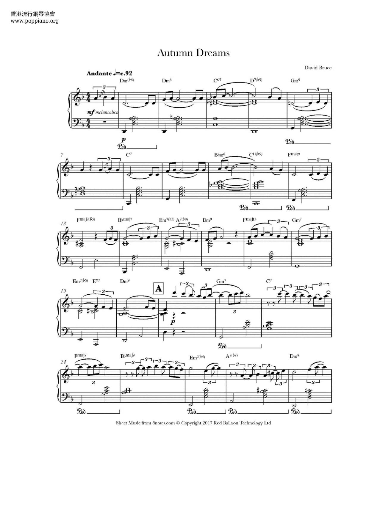 Autumn Dreams Score
