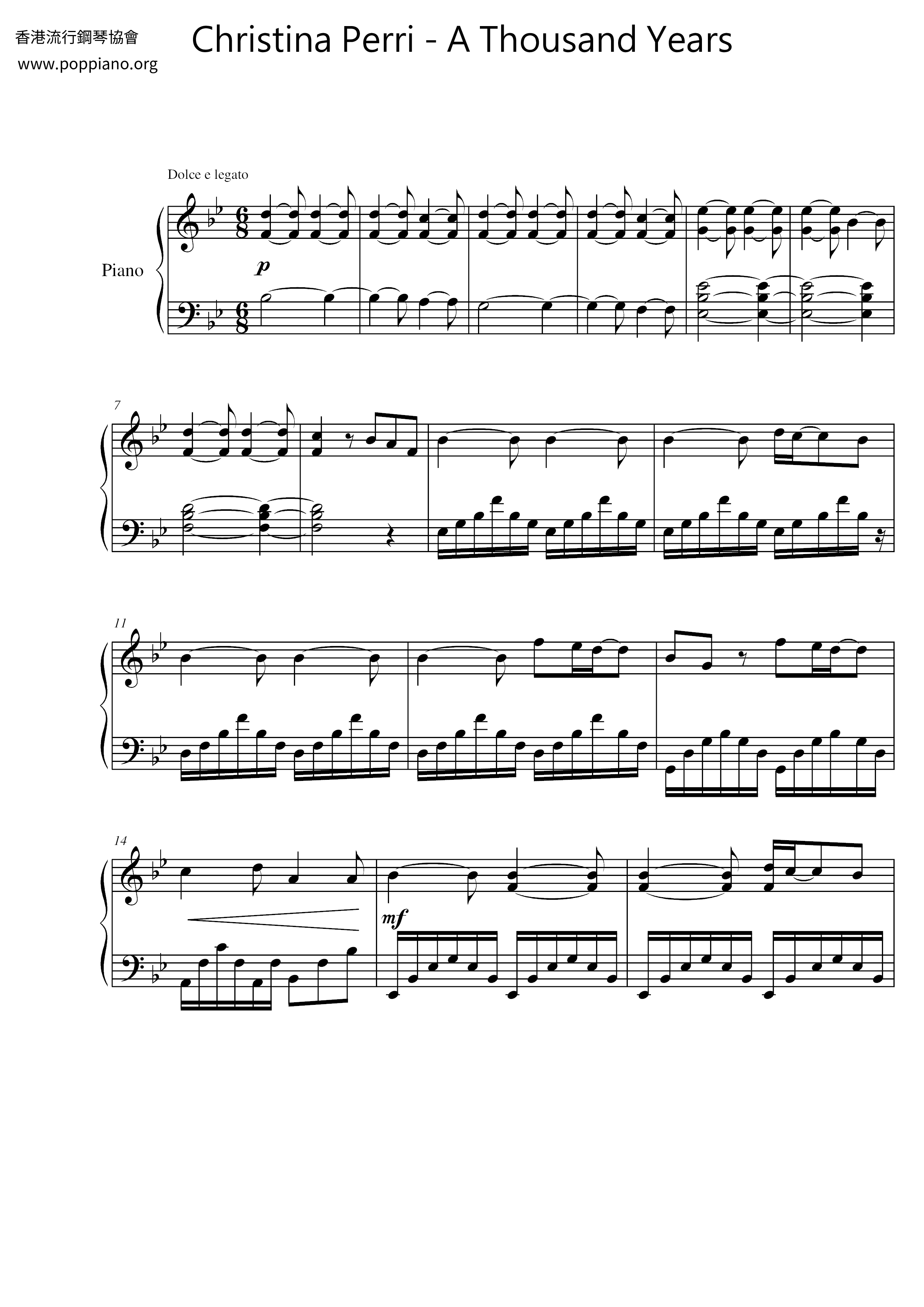 A Thousand Years Score