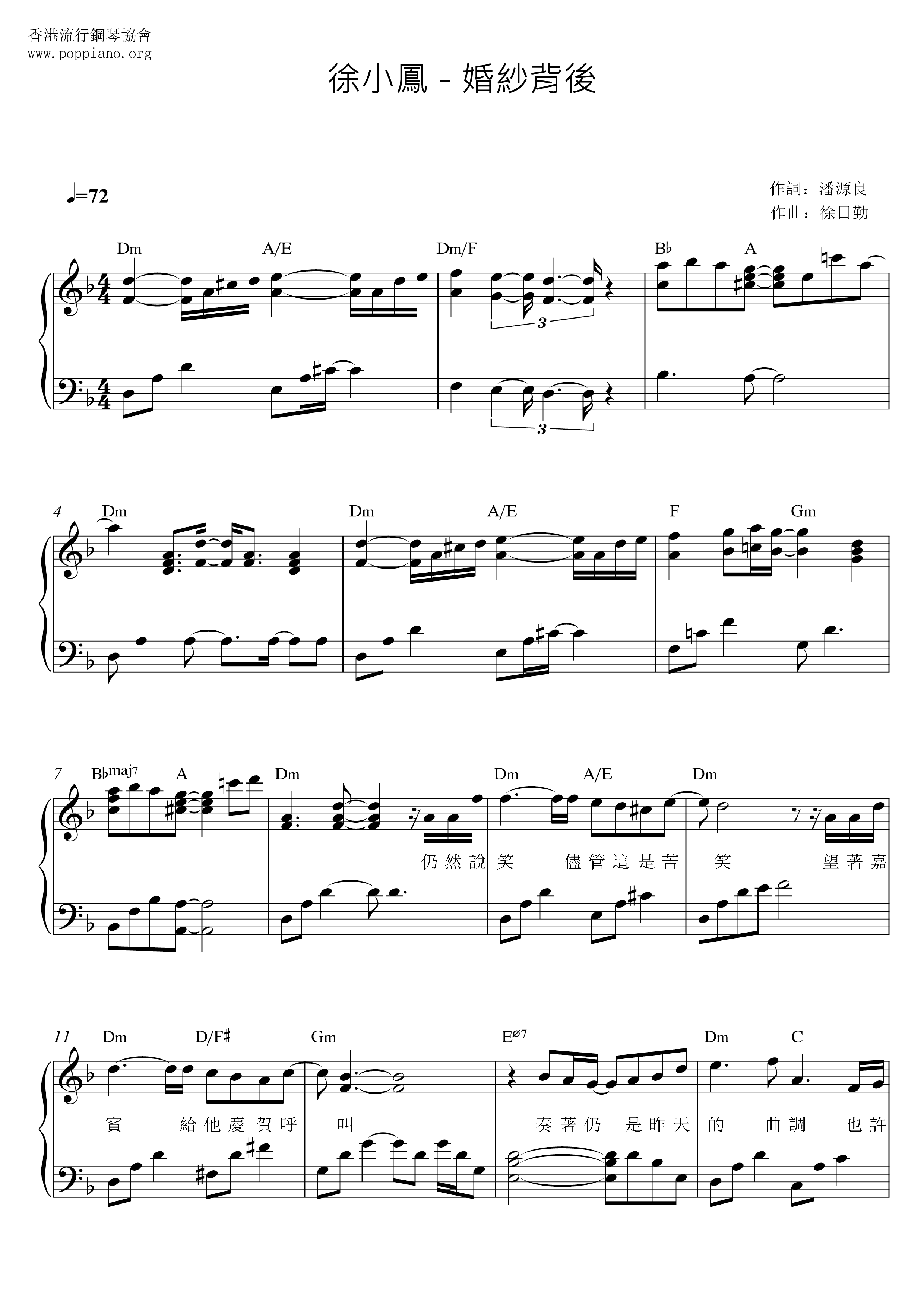 Behind The Wedding Dress Score