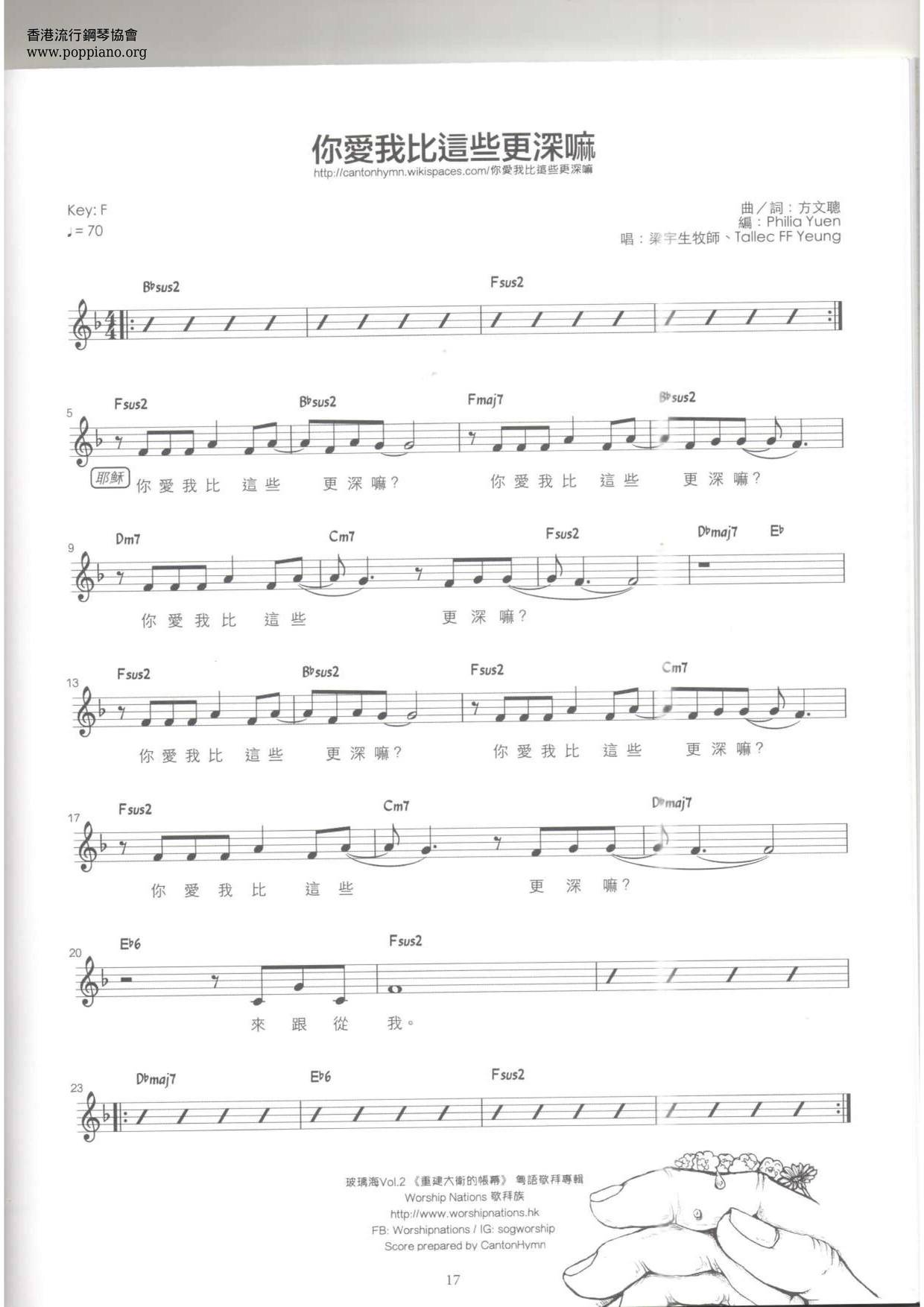 Do You Love Me Deeper Than These Score