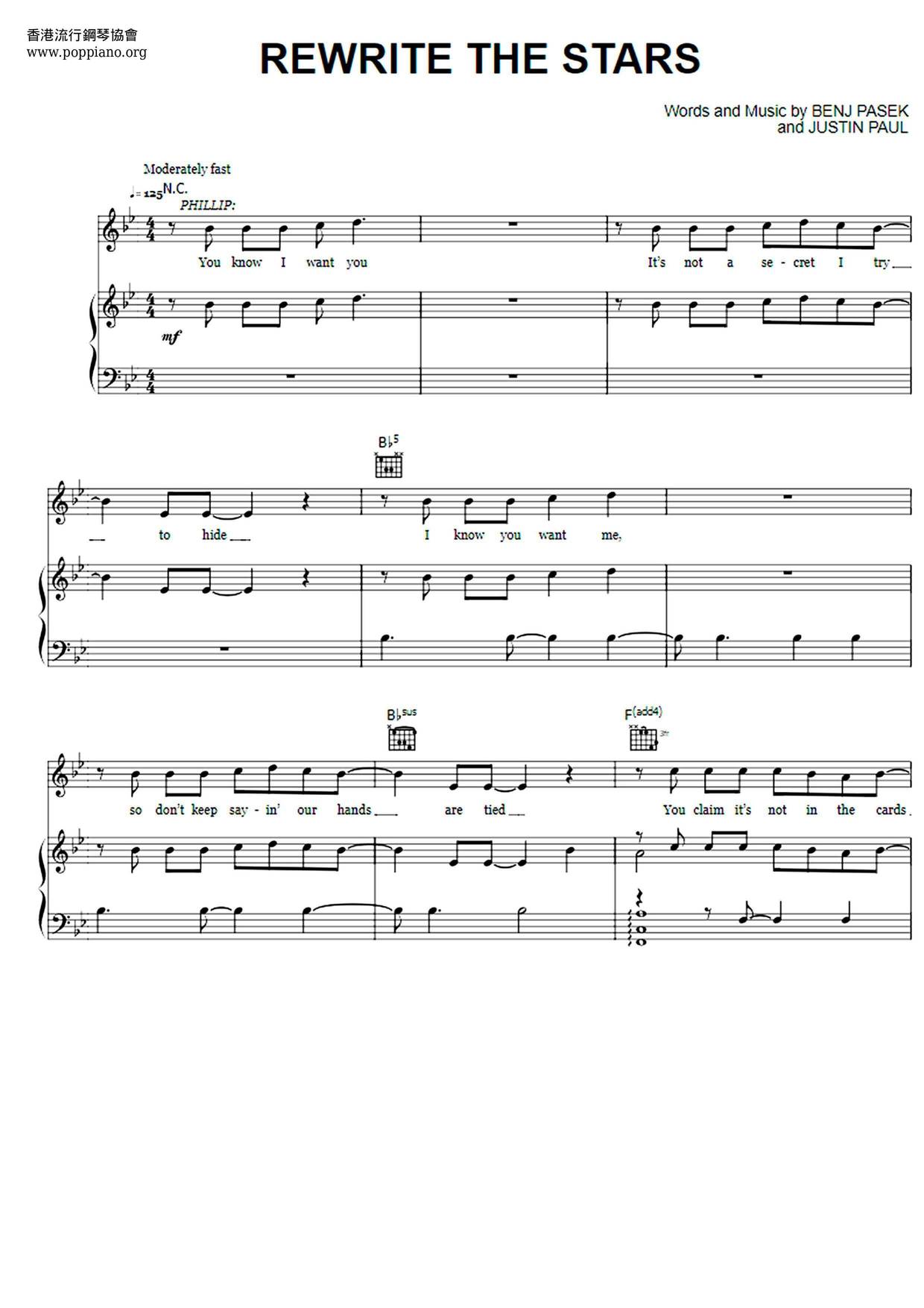 The Greatest Showman - Rewrite The Stars Score