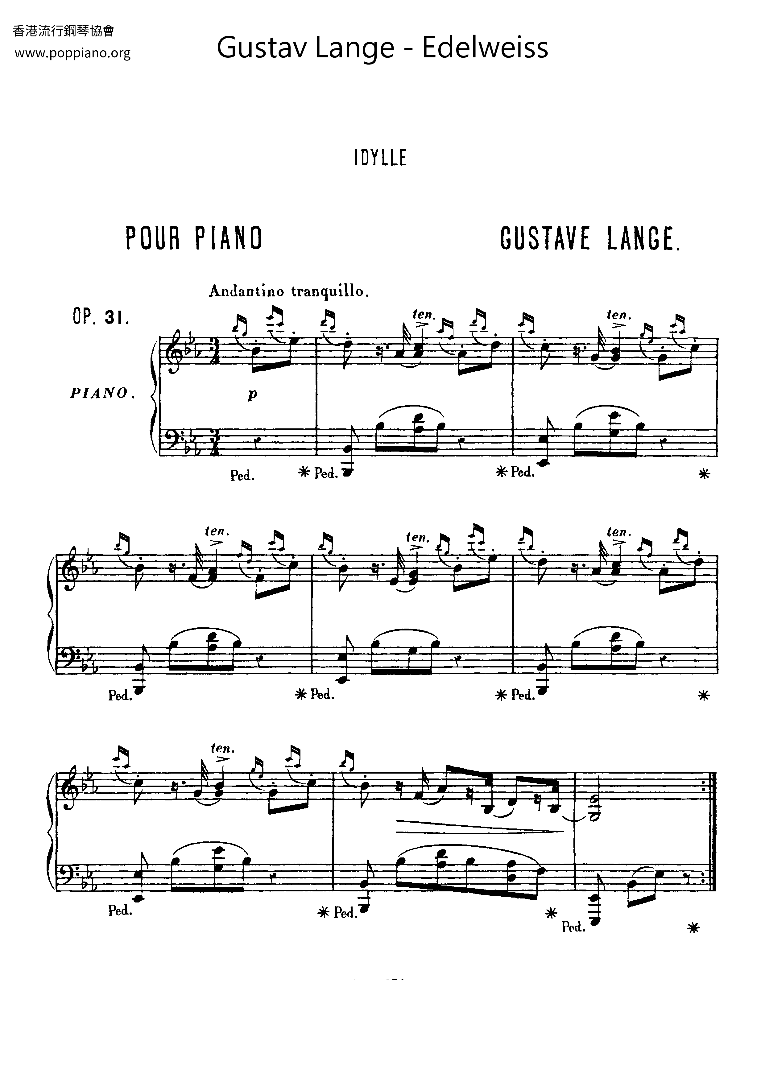 The Sound of Music - Edelweiss Score