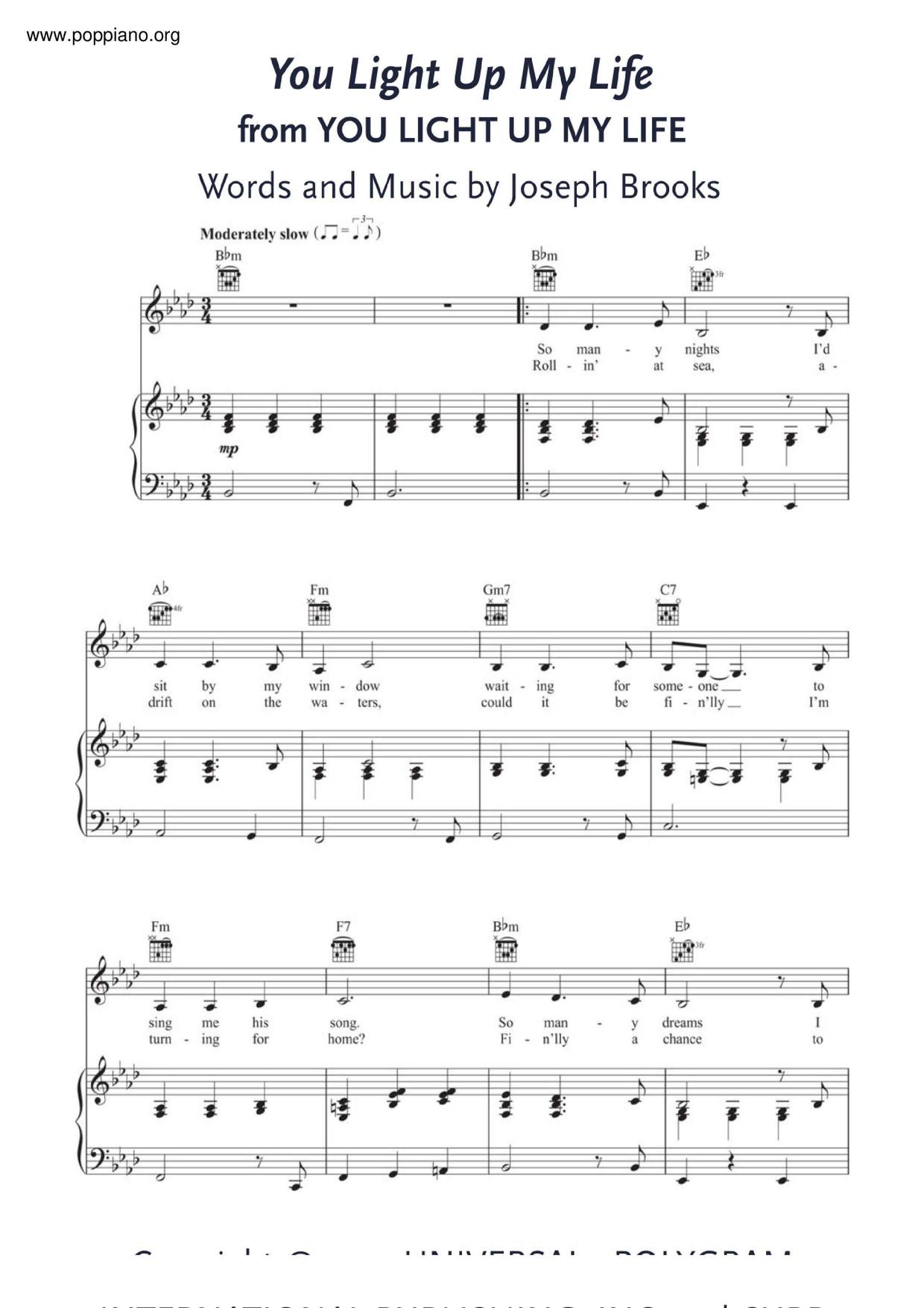Carousel - You Light Up My Life Score