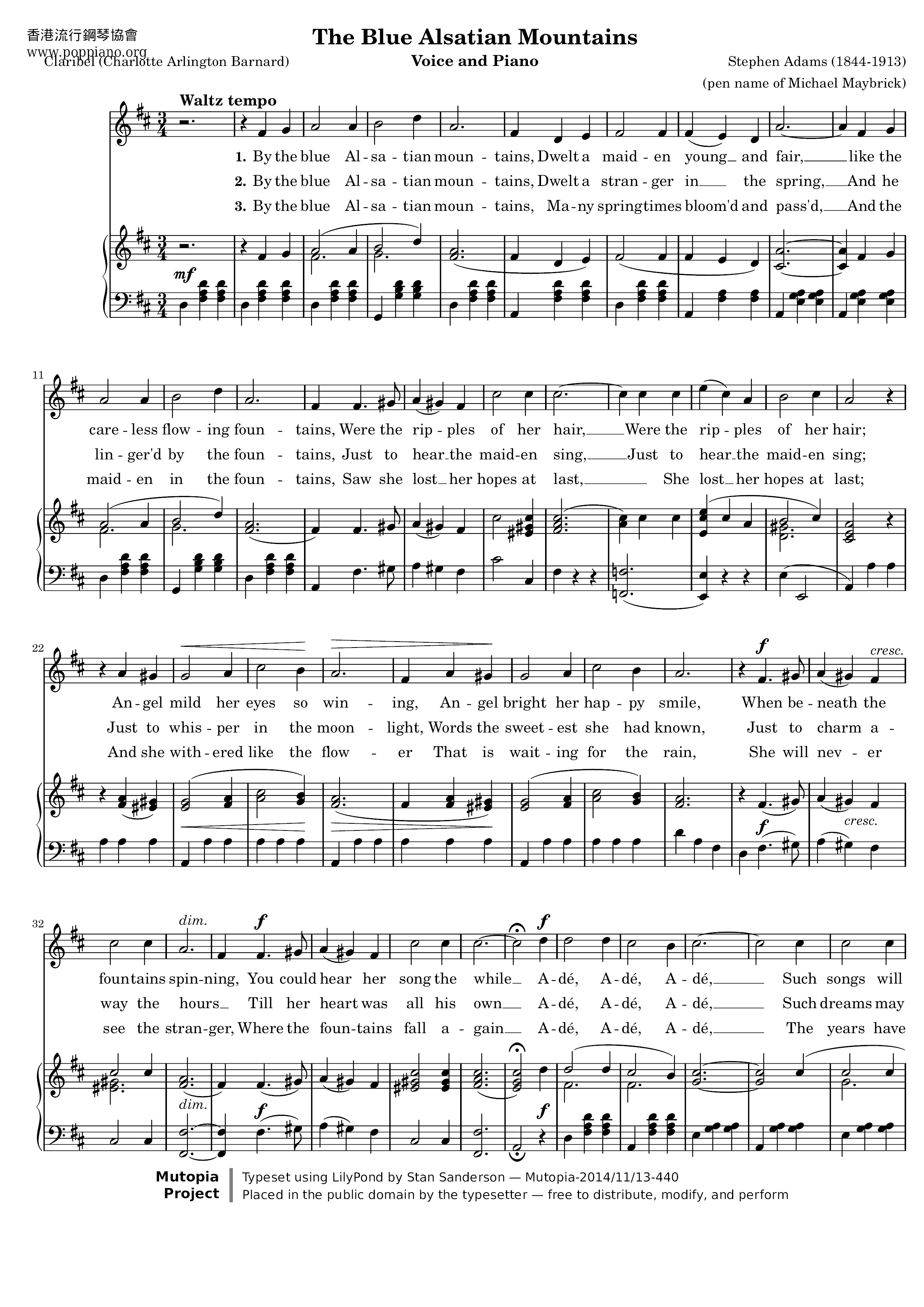 The Blue Alsatian Mountains Score