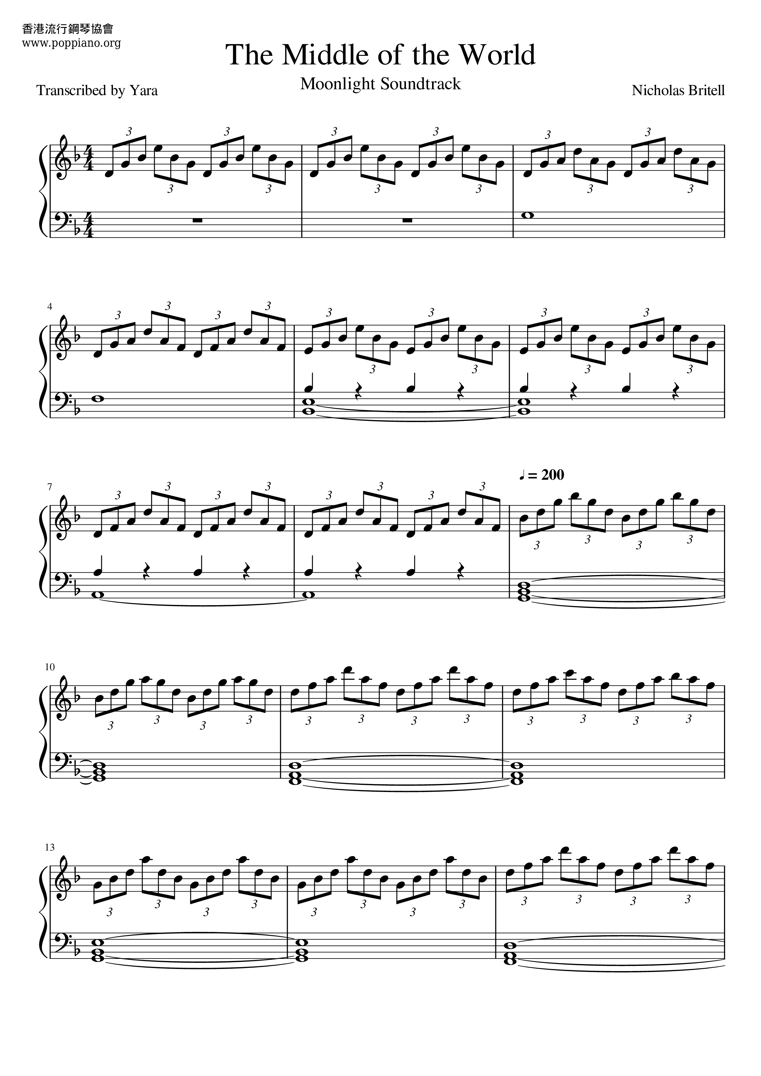 Moonlight - The Middle Of The World Score