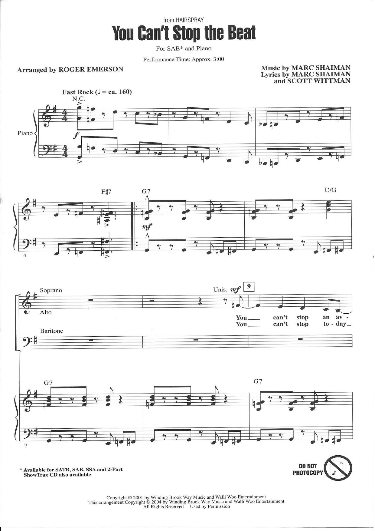 You Can't Stop The Beat Score