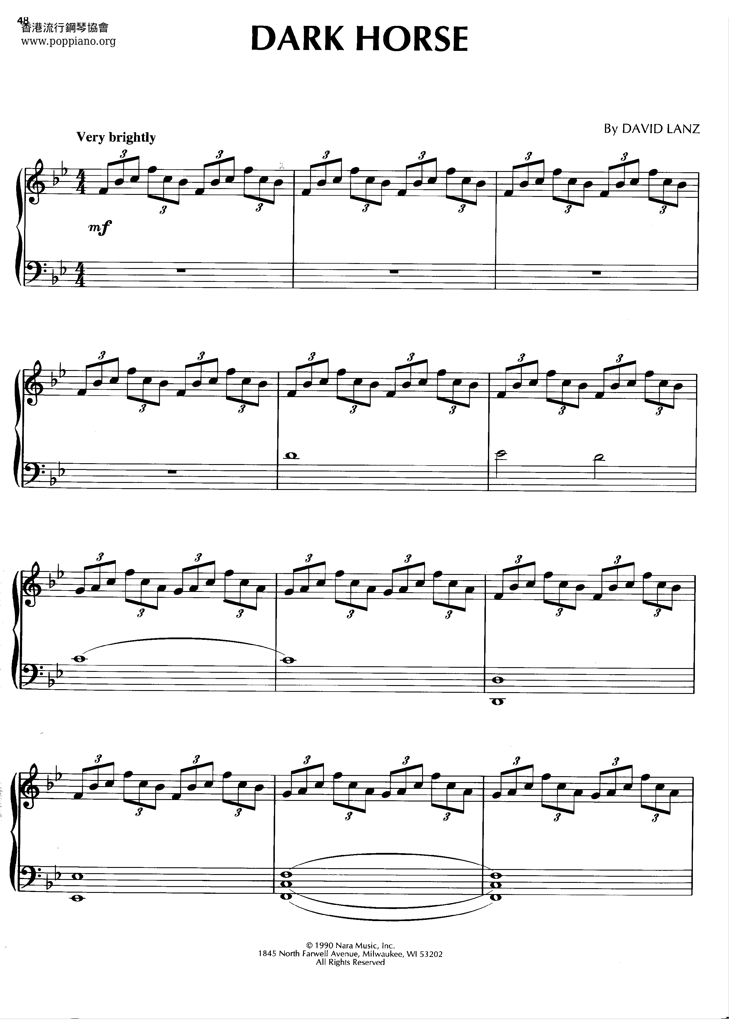 David LanzDark Horse Sheet Music pdf, Free Score Download ★
