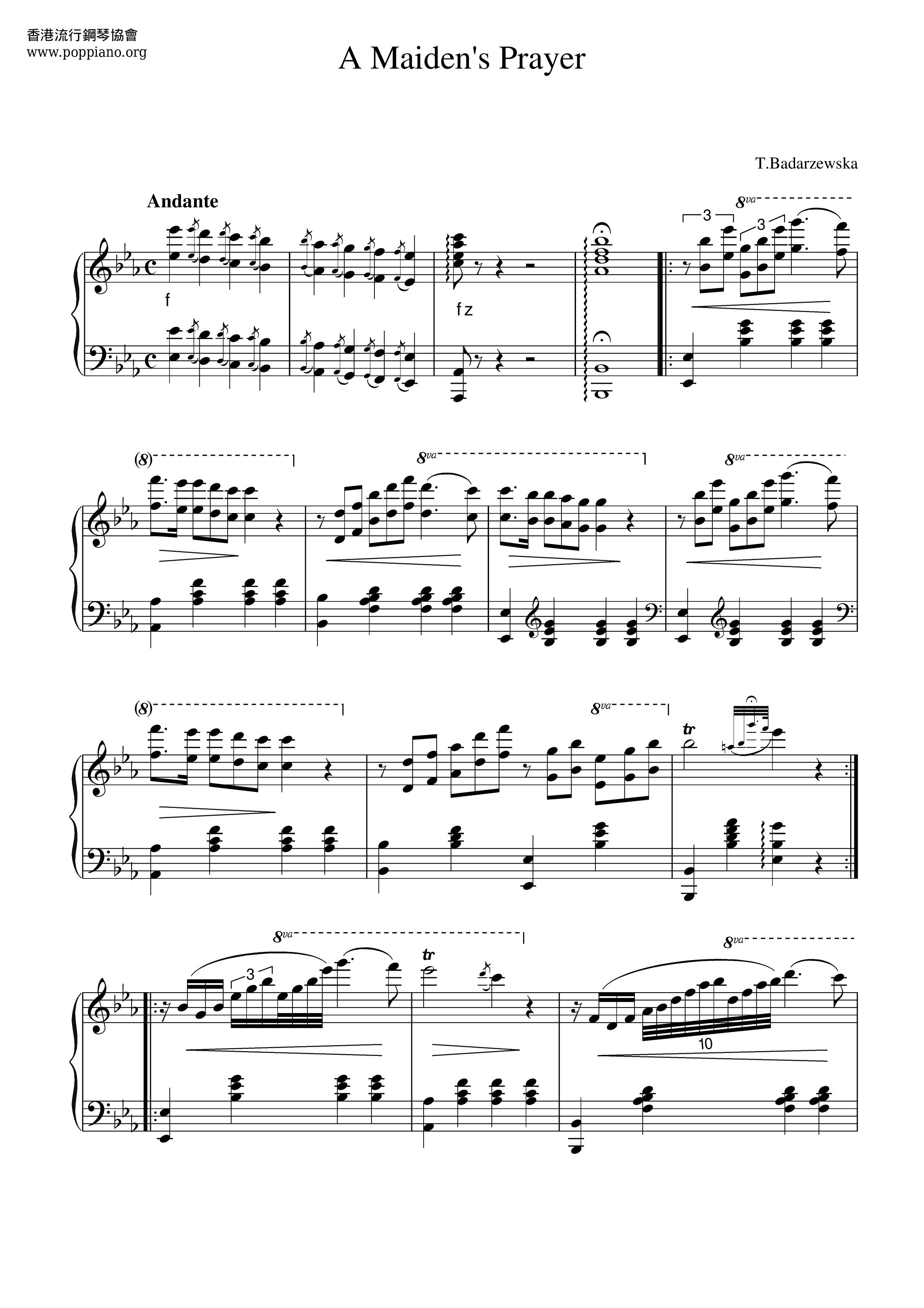 A Maiden's Prayer Score