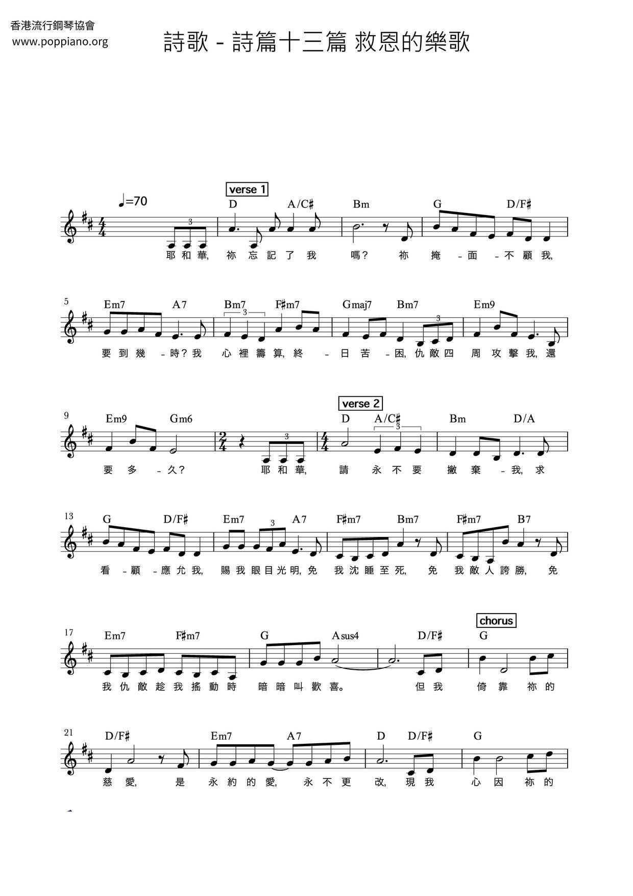 Psalm 13: The Song Of Salvation Score