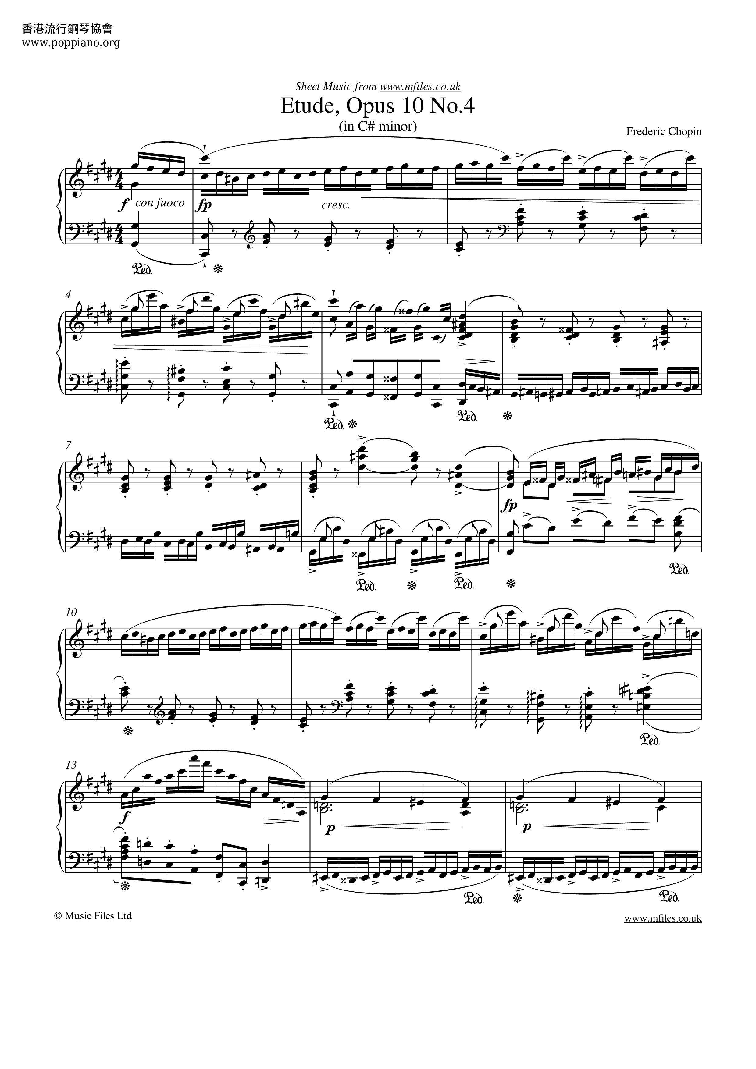 Etude Op. 10 No. 4 Torrent Score