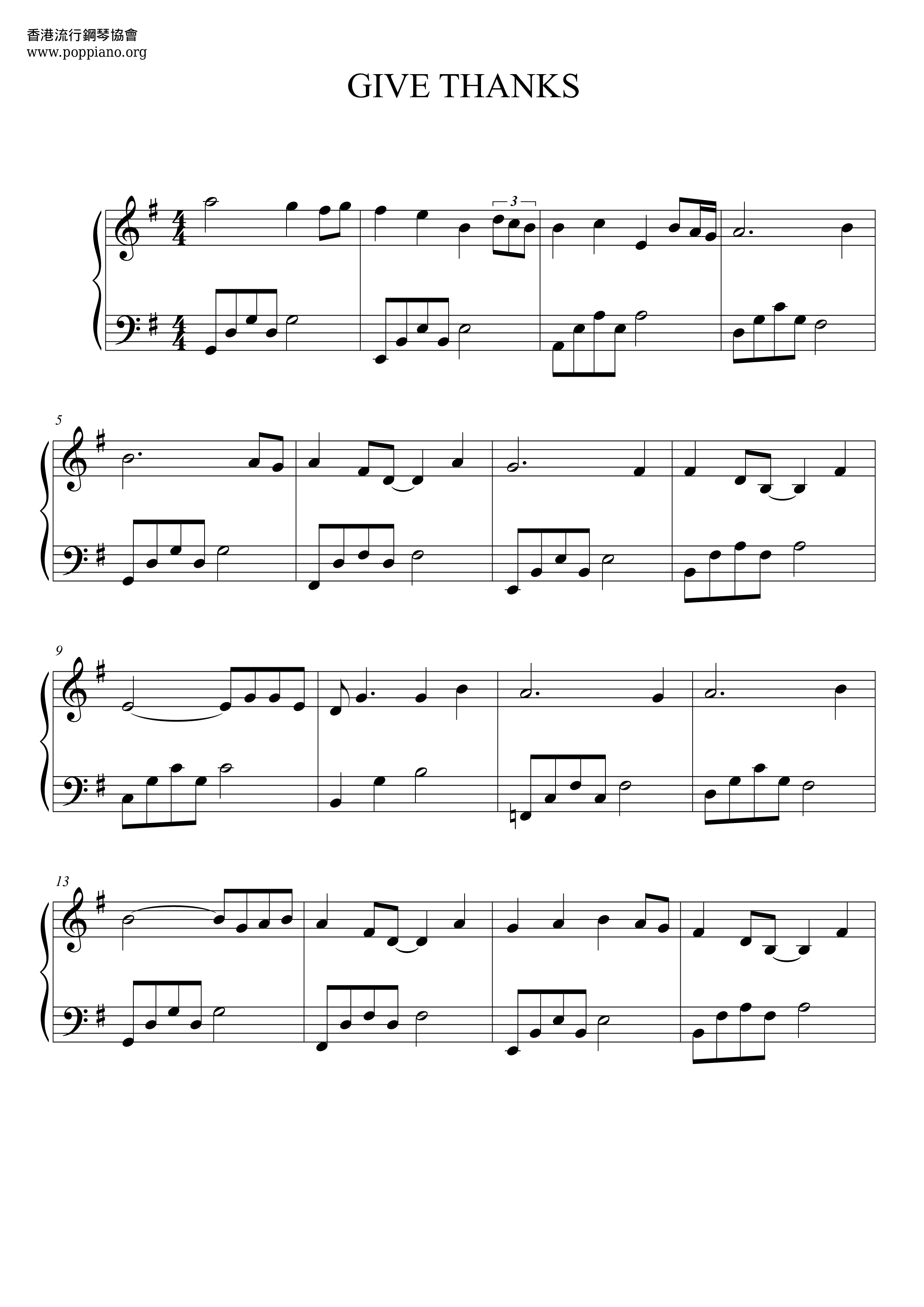 Give Thanks Score