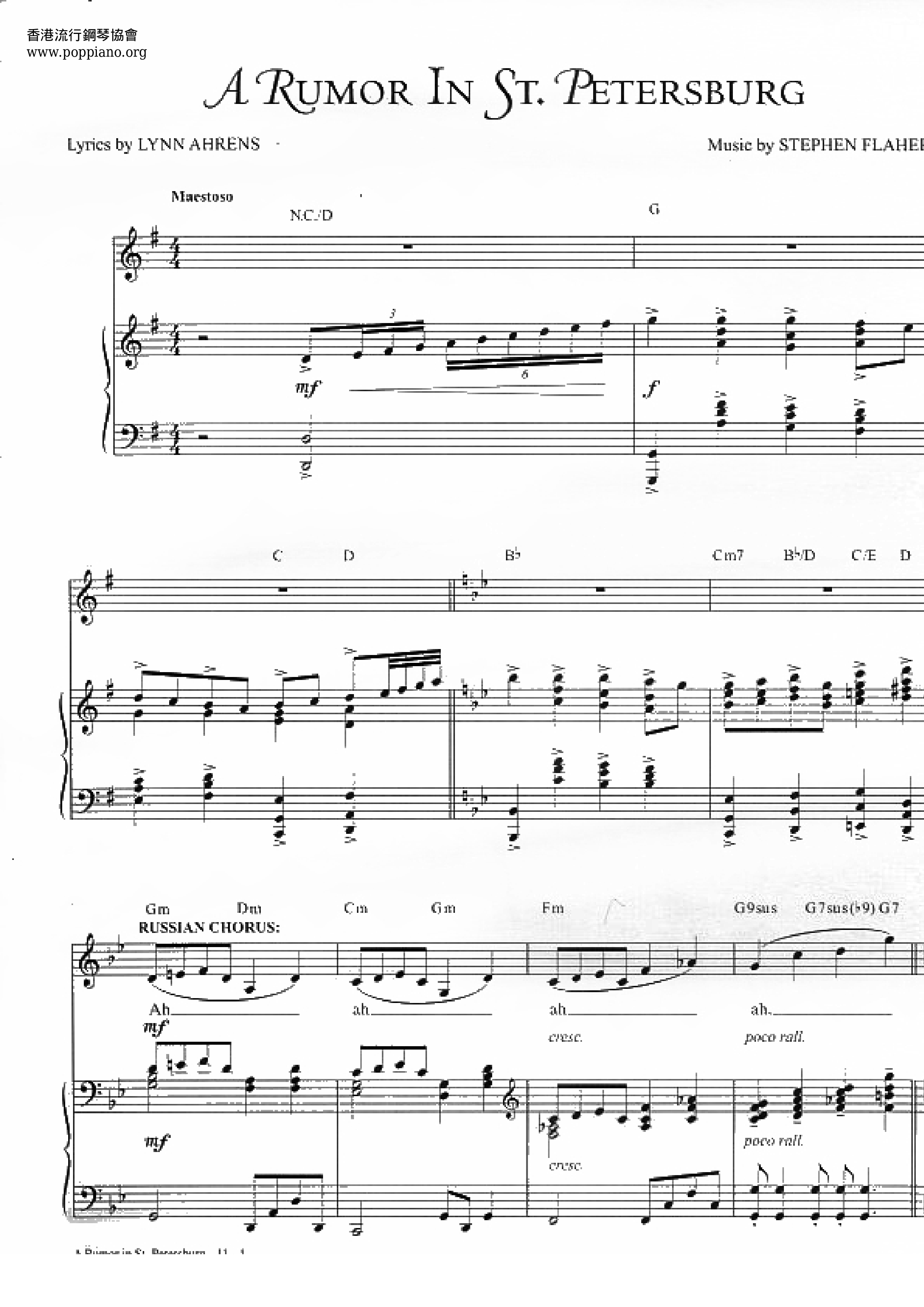 A Rumor In St. Petersburg Score