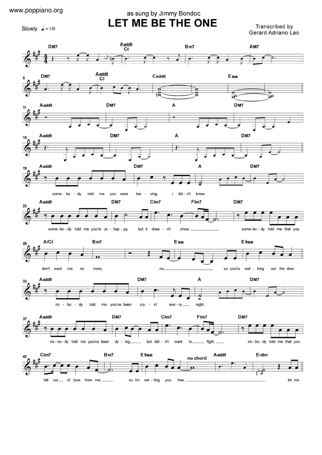 Let Me Be The One Score