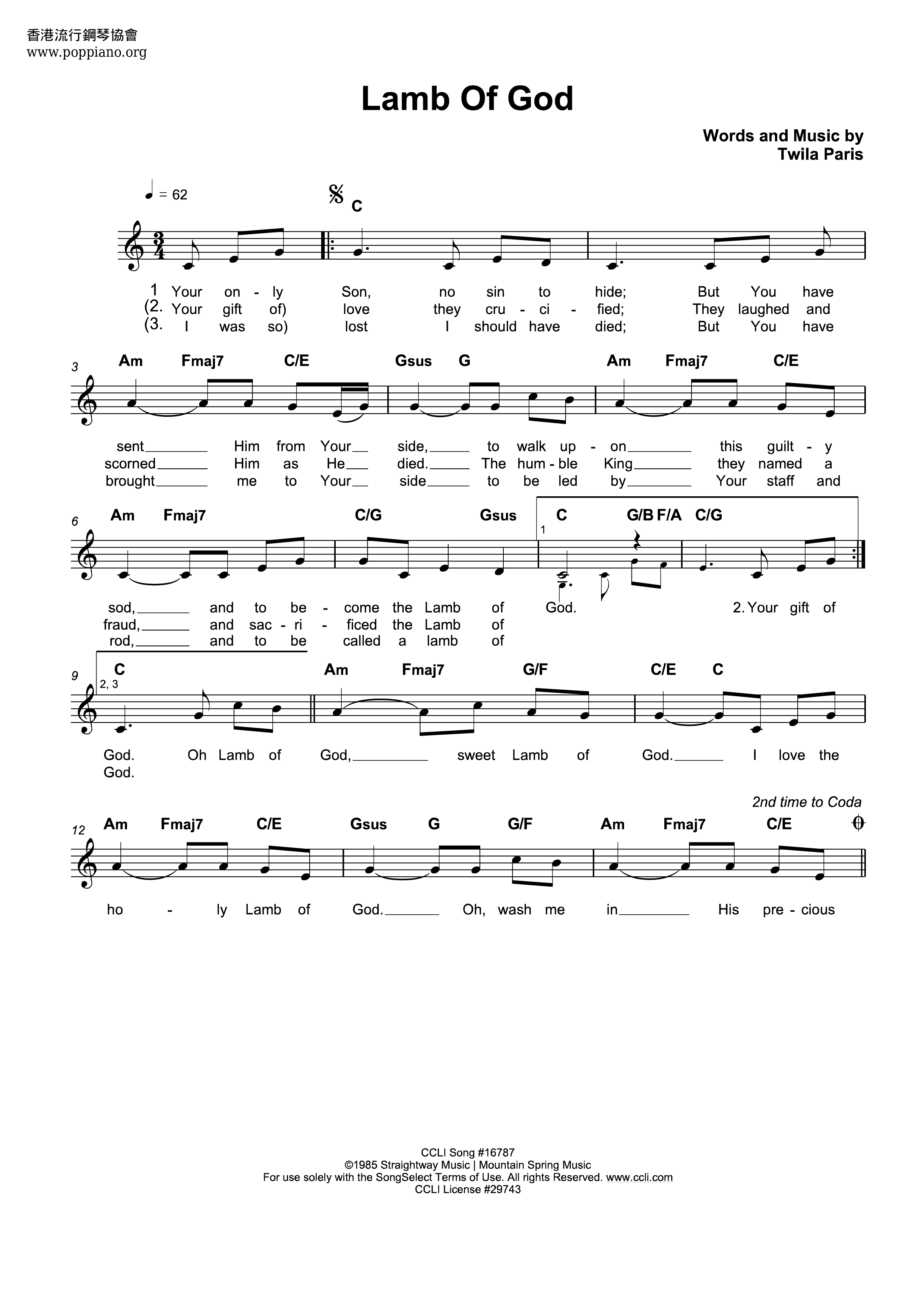 Lamb Of God Score