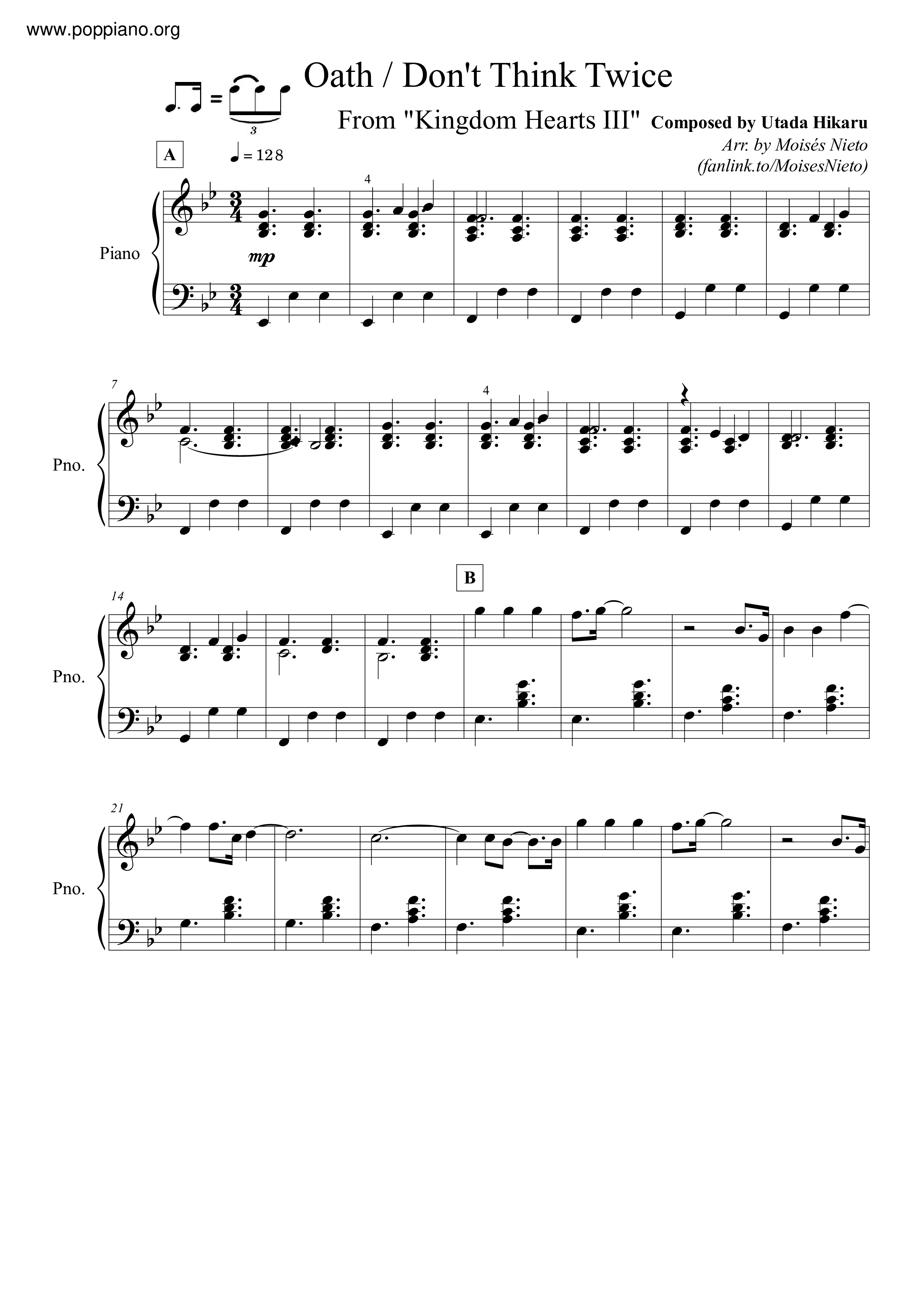 Don't Think Twice Score