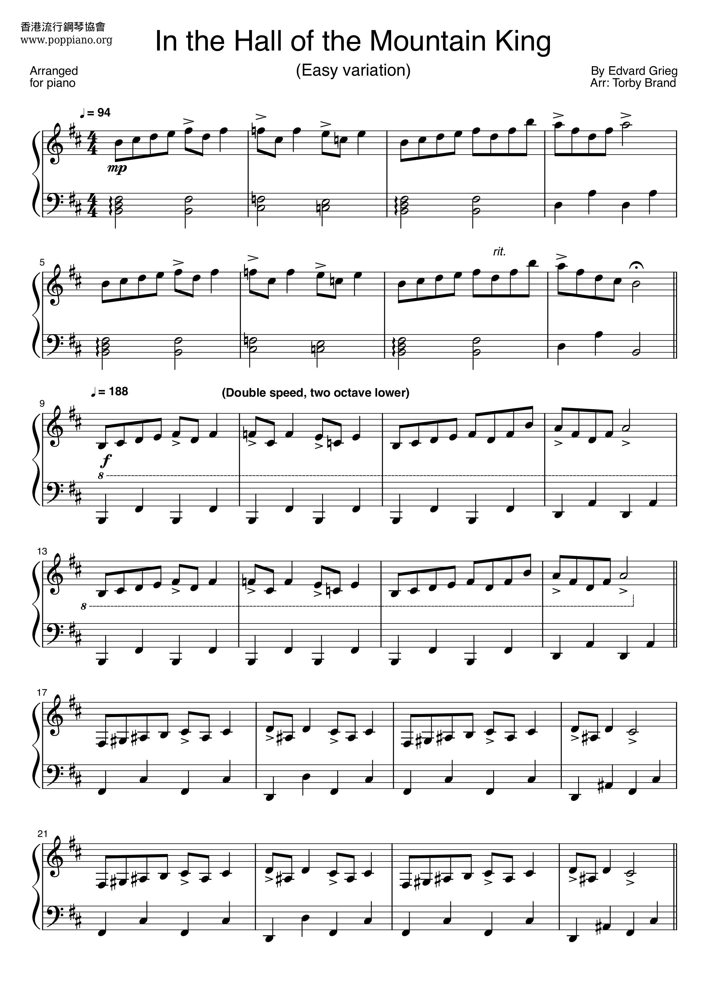 In The Hall Of The Mountain King Score
