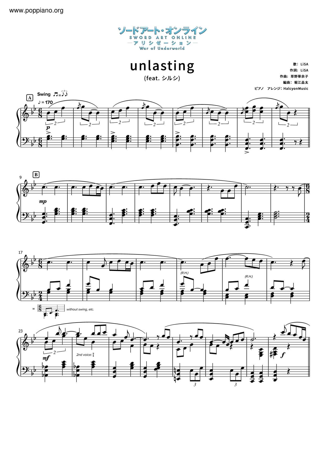 Sword Art Online - Unlasting Score